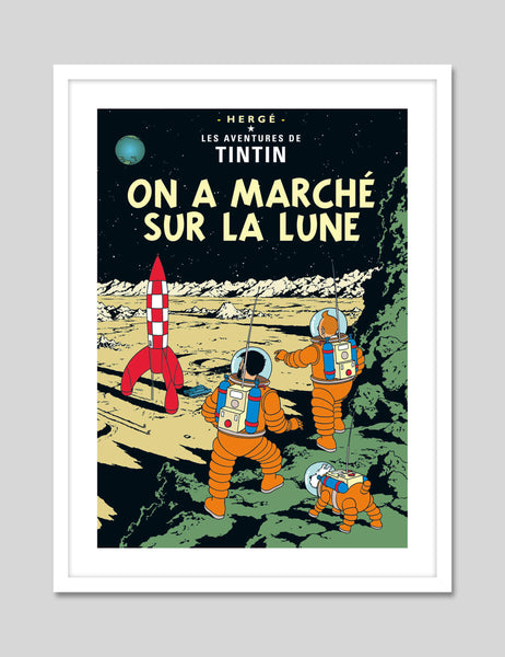 最新人気 On-A-Marche-Sur-La-Lune-Herge- 絵画