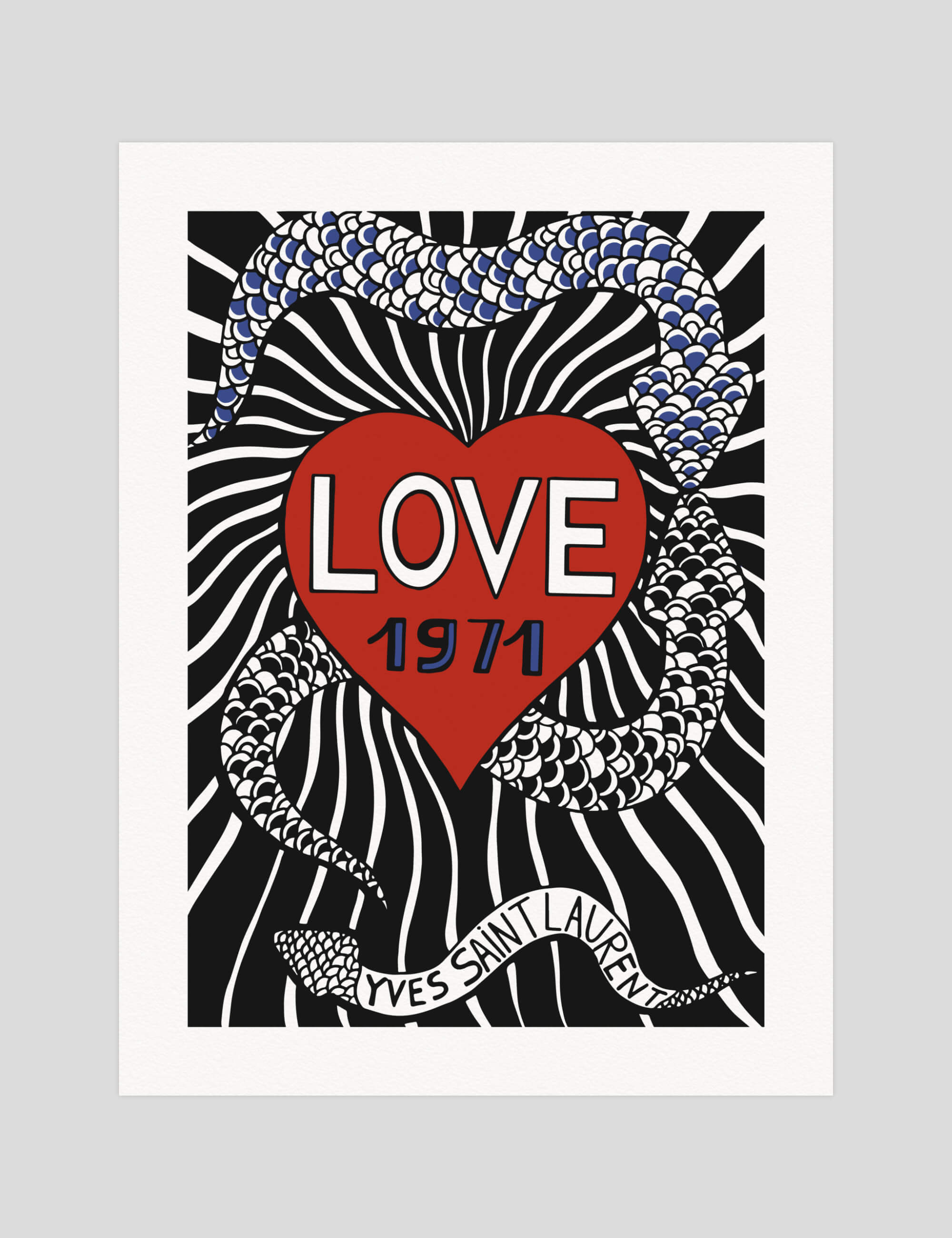 Yves Saint Laurent Love 1971 Art Print | Pop Motif