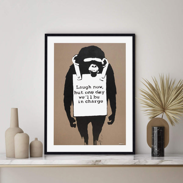 Laugh Now Monkey by Banksy Art Print