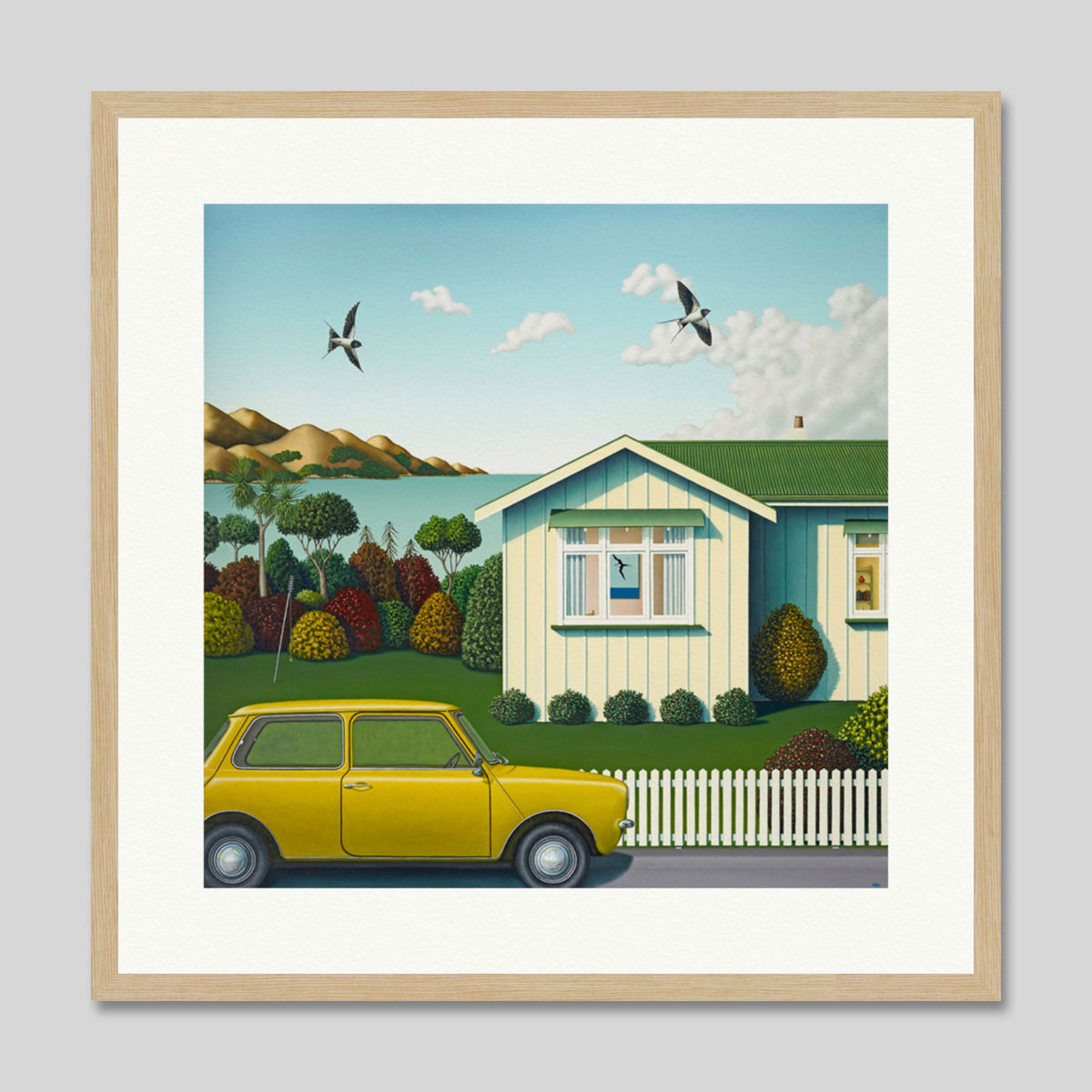 1979 Bach With Mini by Hamish Allan Art Print in Natural Frame