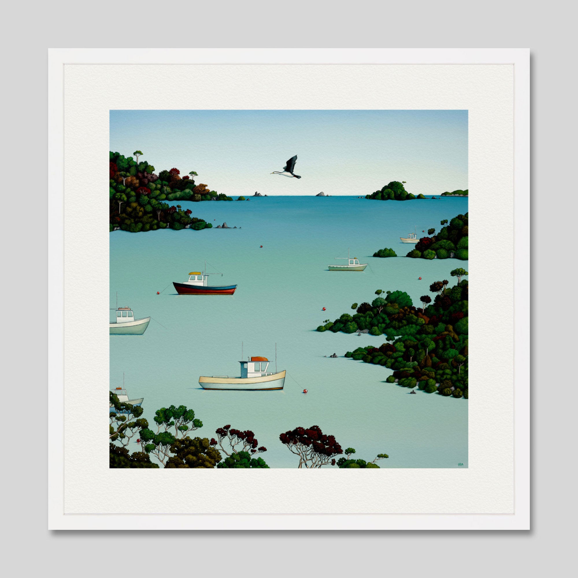 47 Degrees South by Hamish Allan Art Print in White Frame