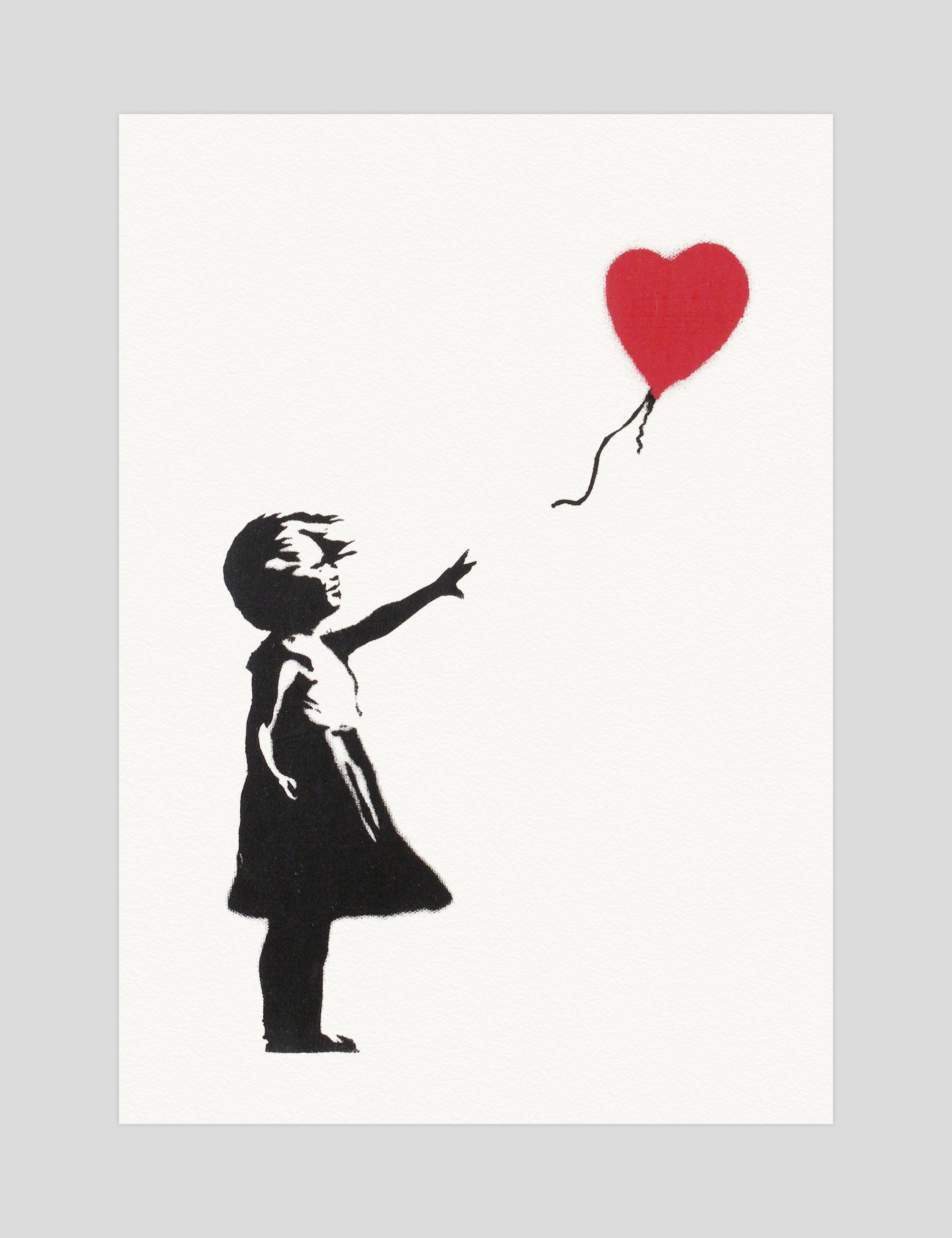 Banksy Girl With Balloon gallery quality art print produced using 100% cotton rag textured art paper and pigment based archival inks in New Zealand.