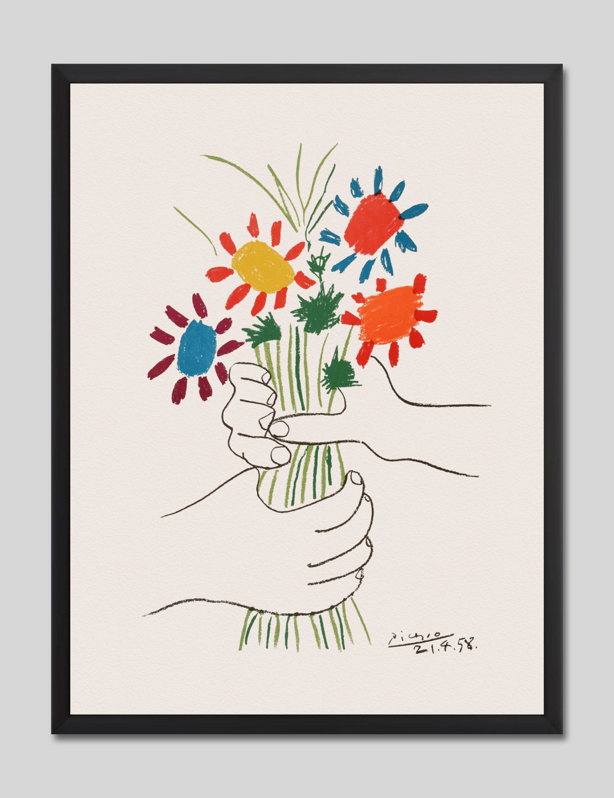 Bouquet Of Peace by Pablo Picasso Art Print n Black Frame