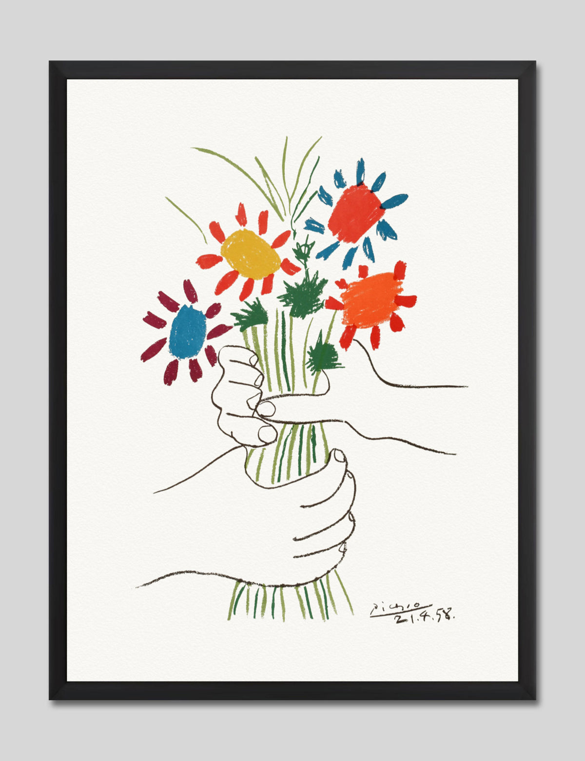 Bouquet Of Peace by Pablo Picasso Art Print n Black Frame