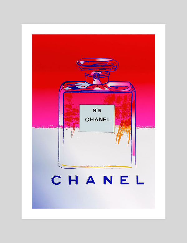 Chanel No.5 Vintage Poster (Red/Pink) by Andy Warhol | Pop Motif