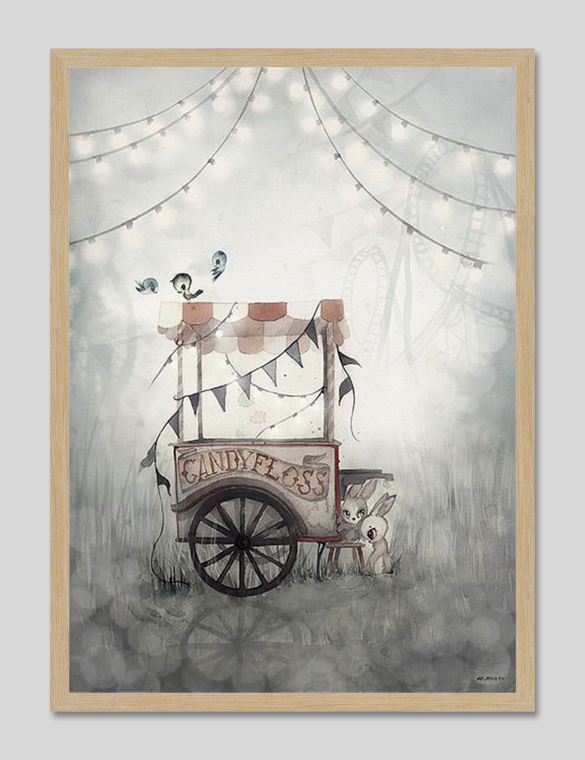 Cotton Candy by Mrs Mighetto Art Print in Natural Frame