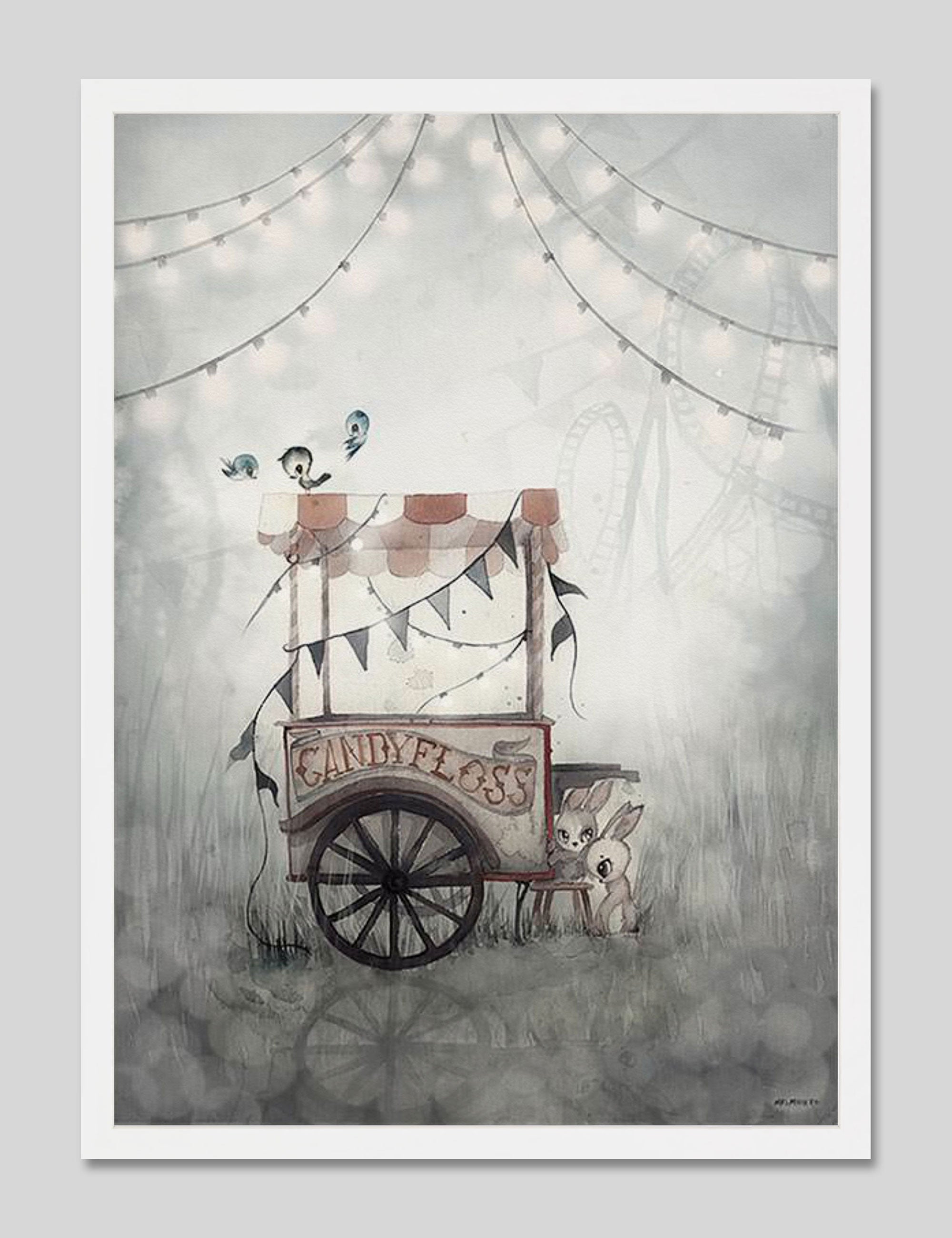 Cotton Candy by Mrs Mighetto Art Print in White Frame