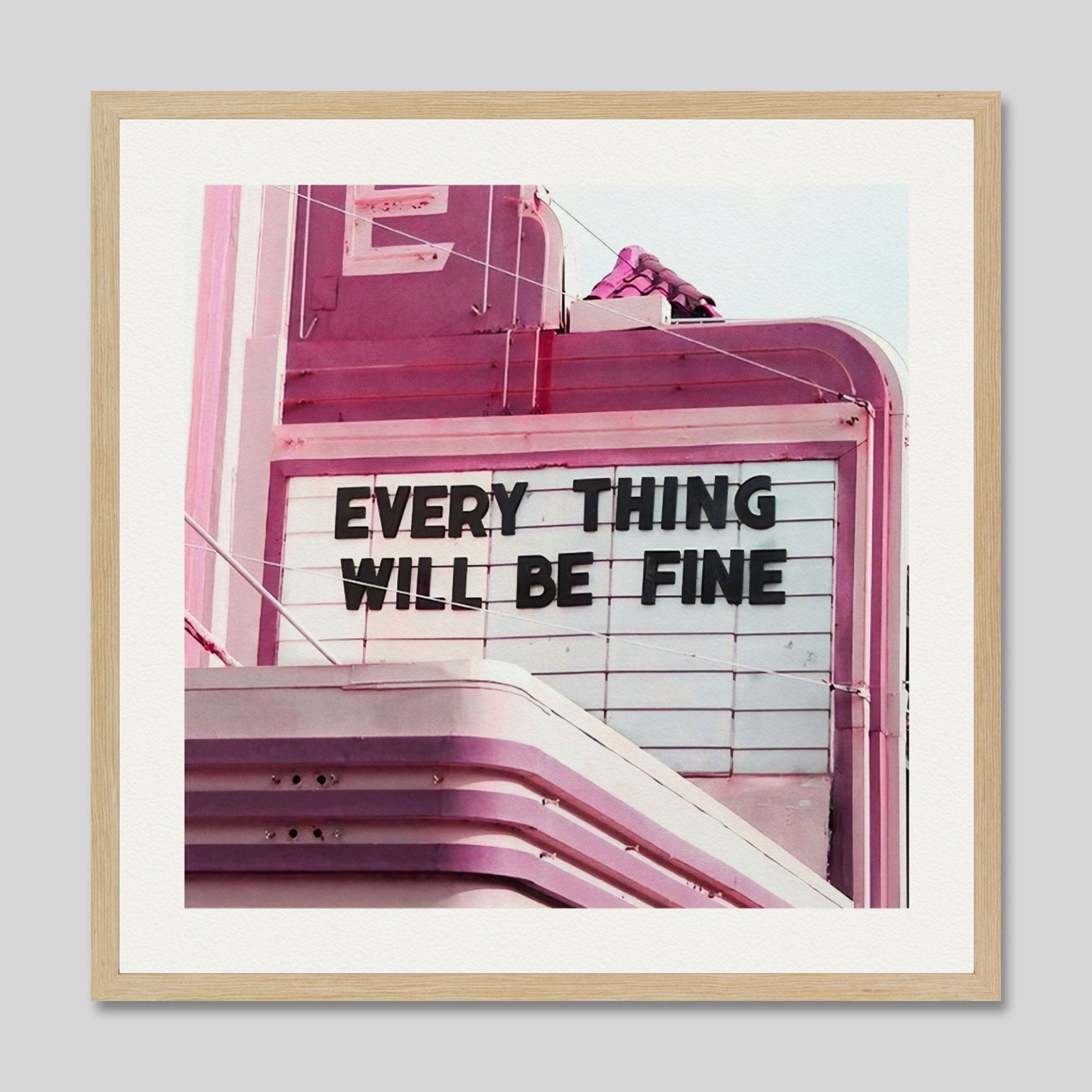 Everything Will Be Fine by Wanker & Wanker Art Print in Natural Frame