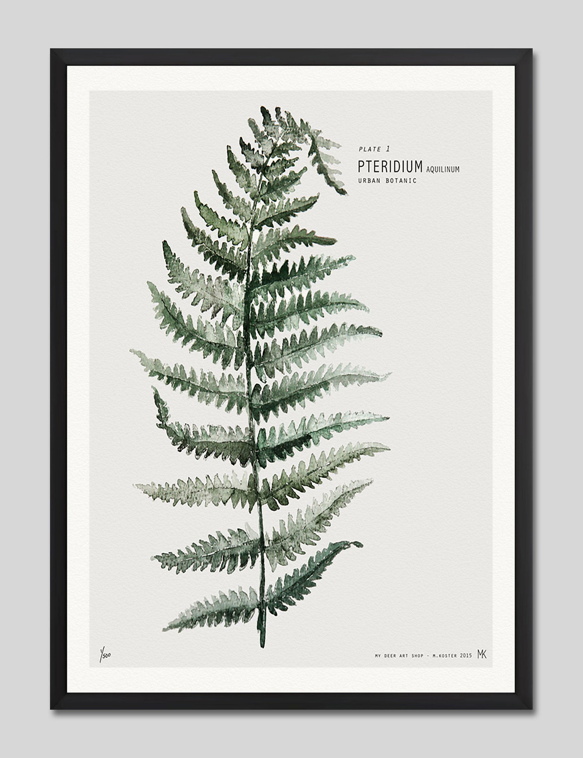 Fern by My Deer Art Print in Black Frame