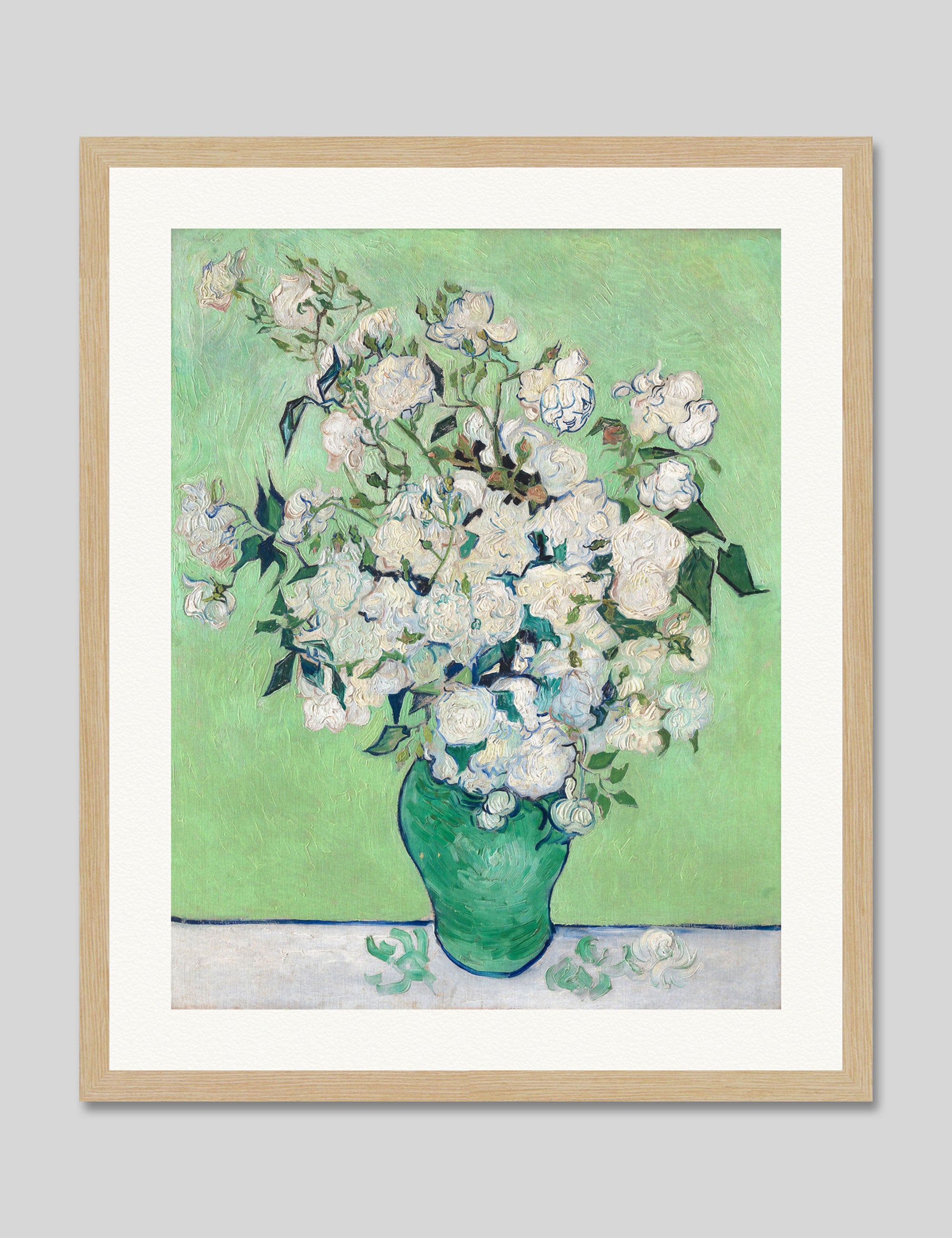 Roses by Vincent Van Gogh Art Print in Natural Frame