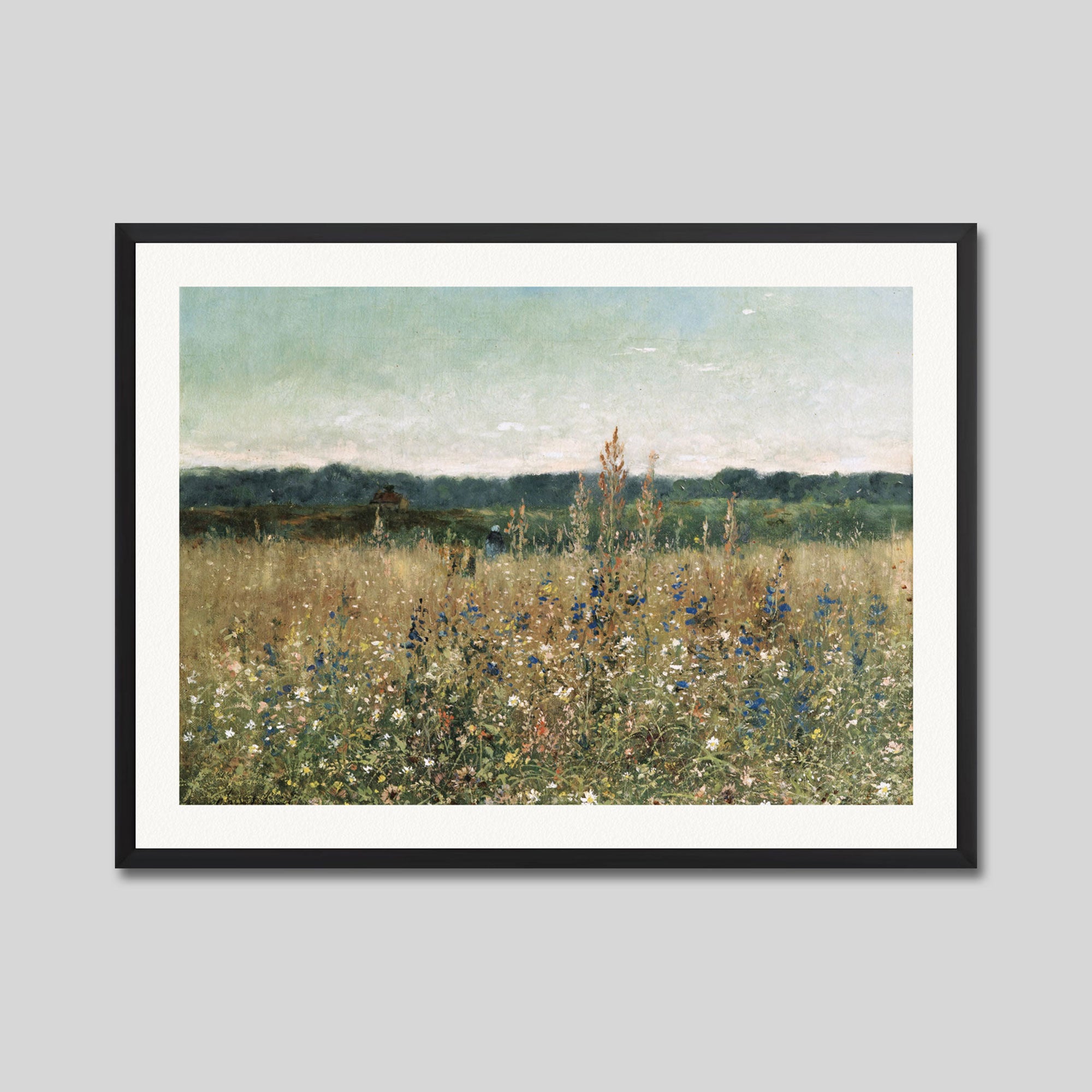 Flowery Field by Antoine Chintreuil Art Print in Black Frame