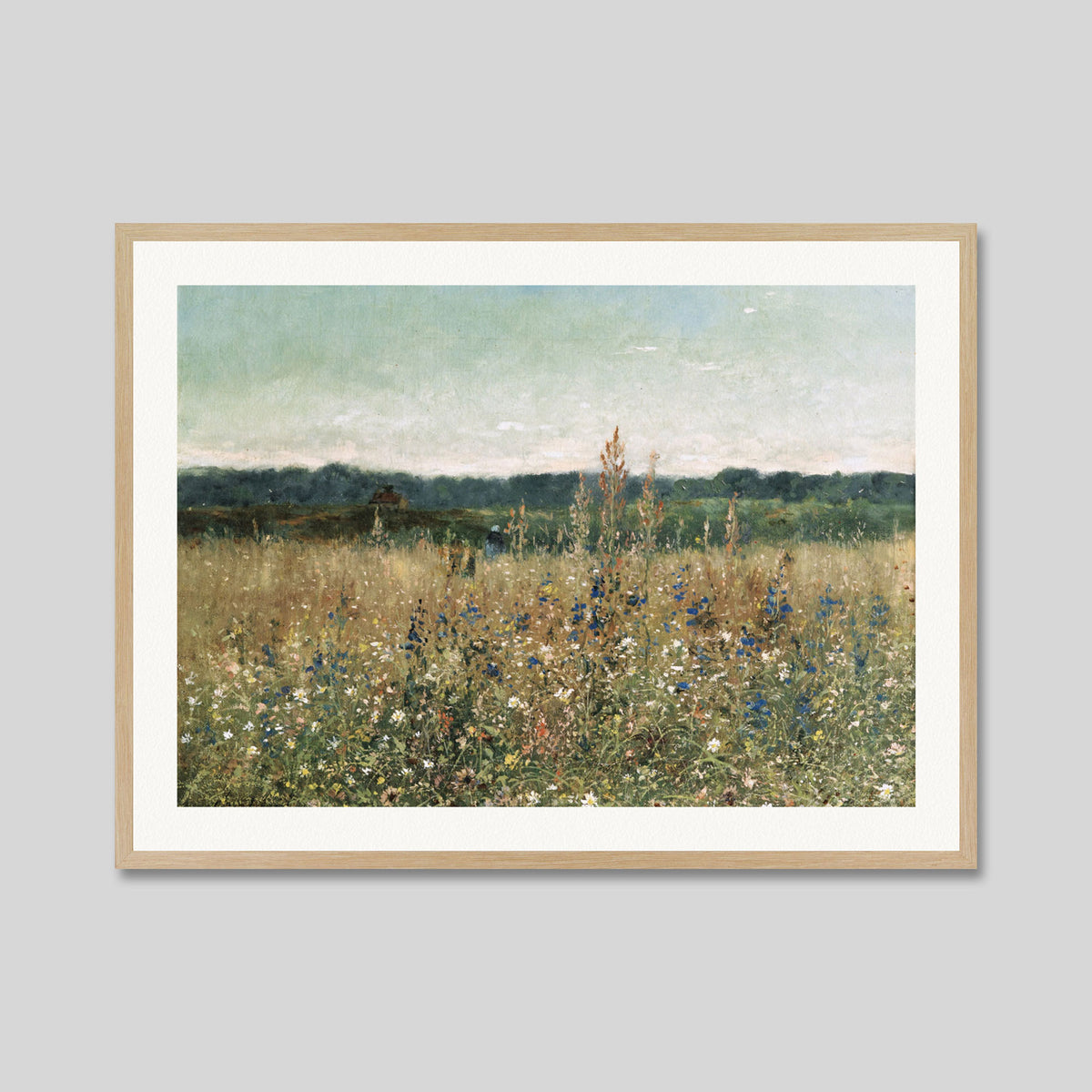 Flowery Field by Antoine Chintreuil Art Print in Natural Frame