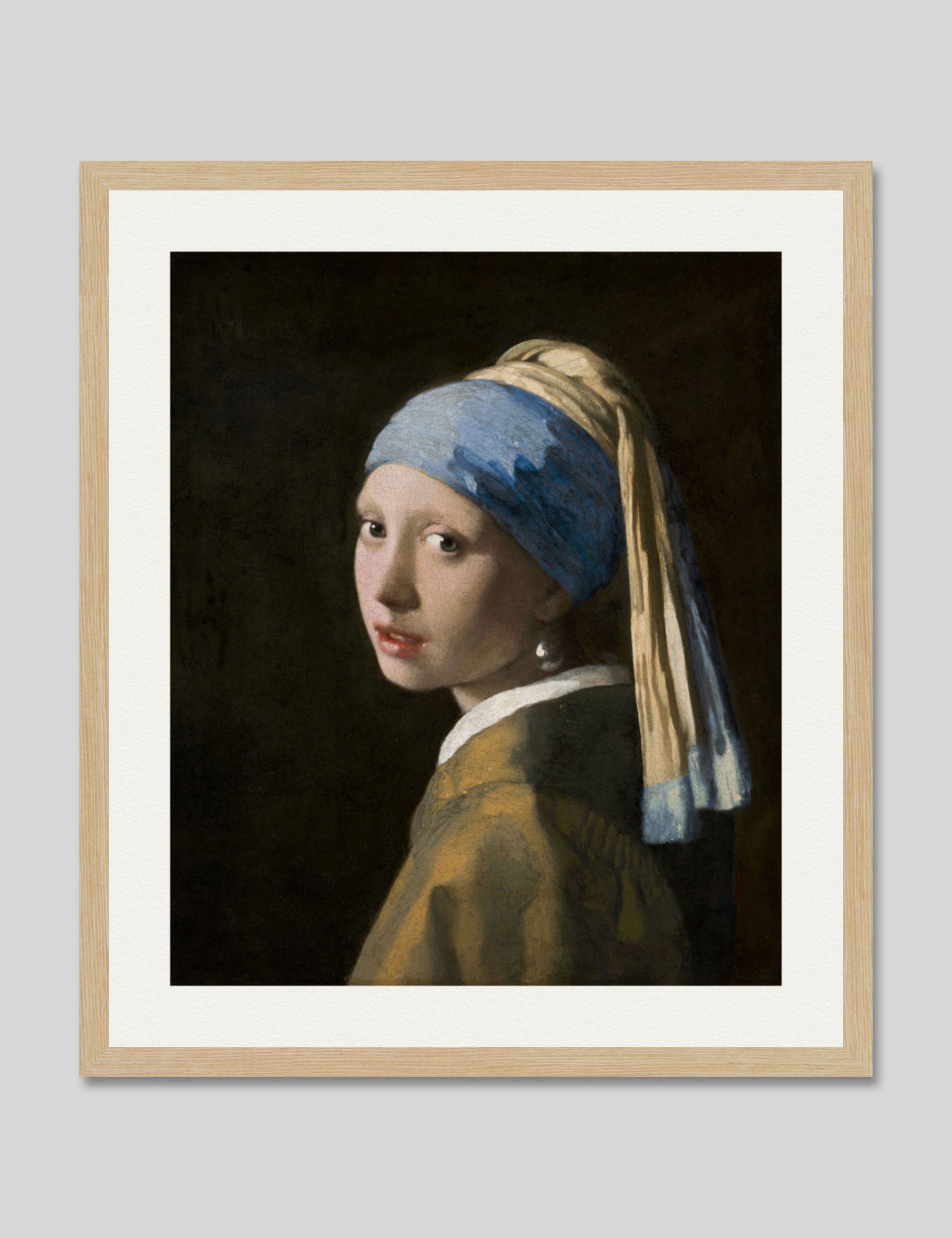 Girl With Pearl Earring by Johannes Vermeer Art Print in Natural Frame