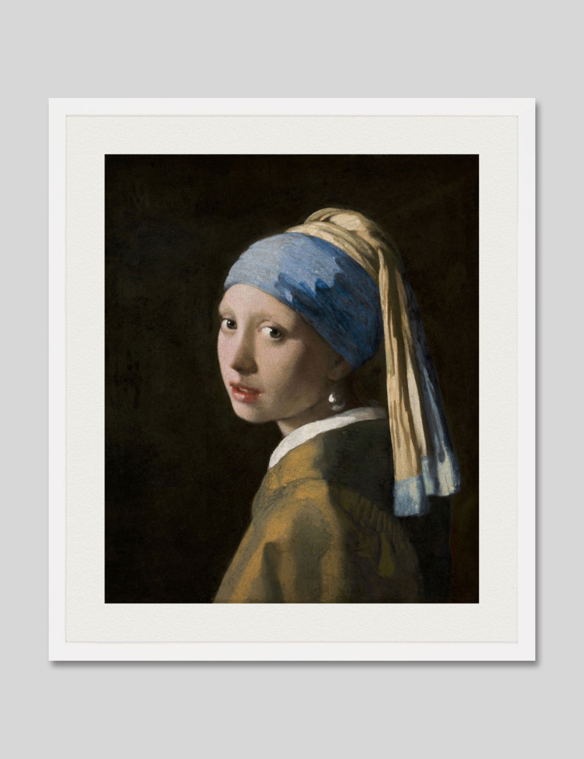 Girl With Pearl Earring by Johannes Vermeer Art Print in White Frame