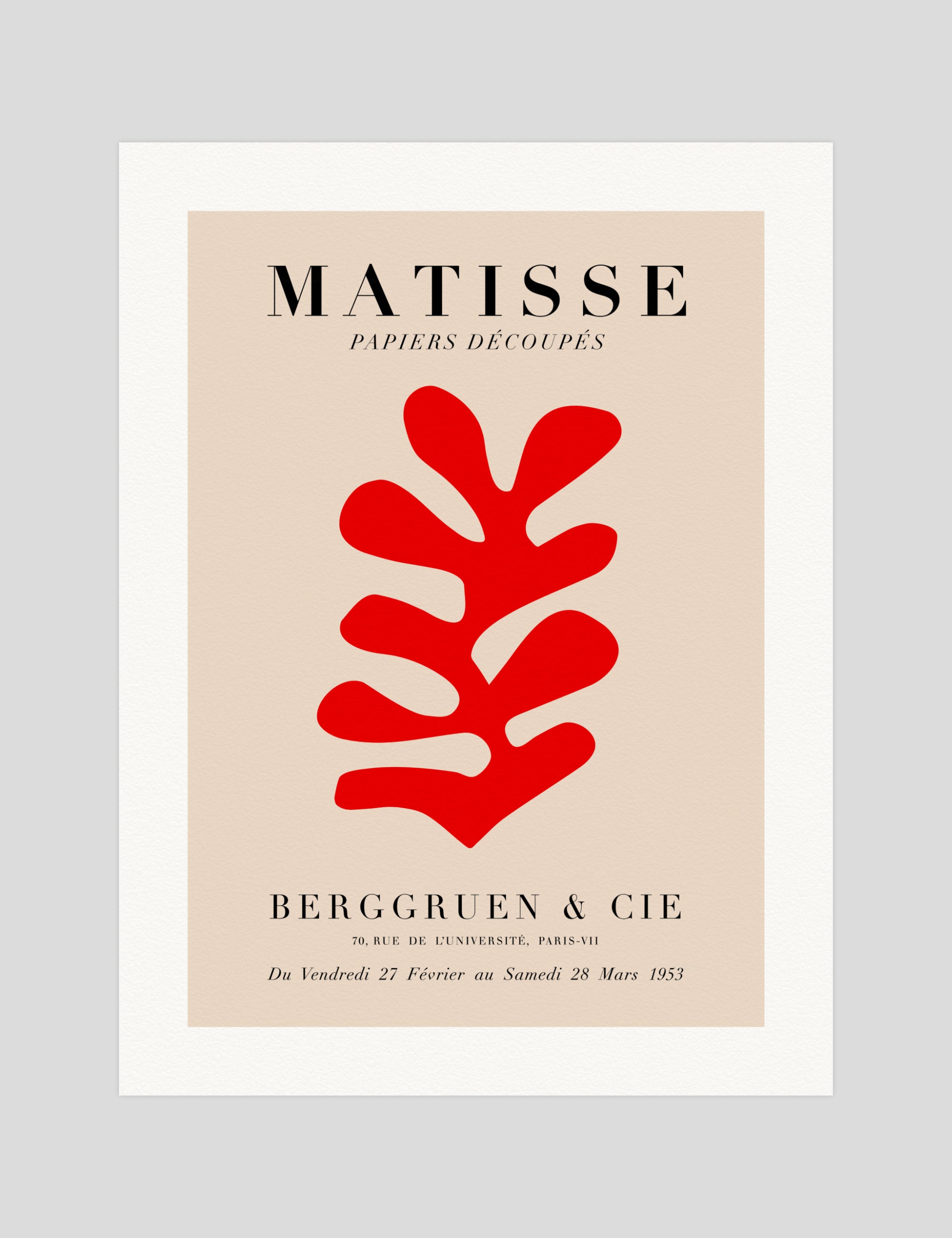 Henri Matisse Red Coral Papiers Decoupes gallery quality art print produced using 100% cotton rag textured art paper and pigment based archival inks in New Zealand.