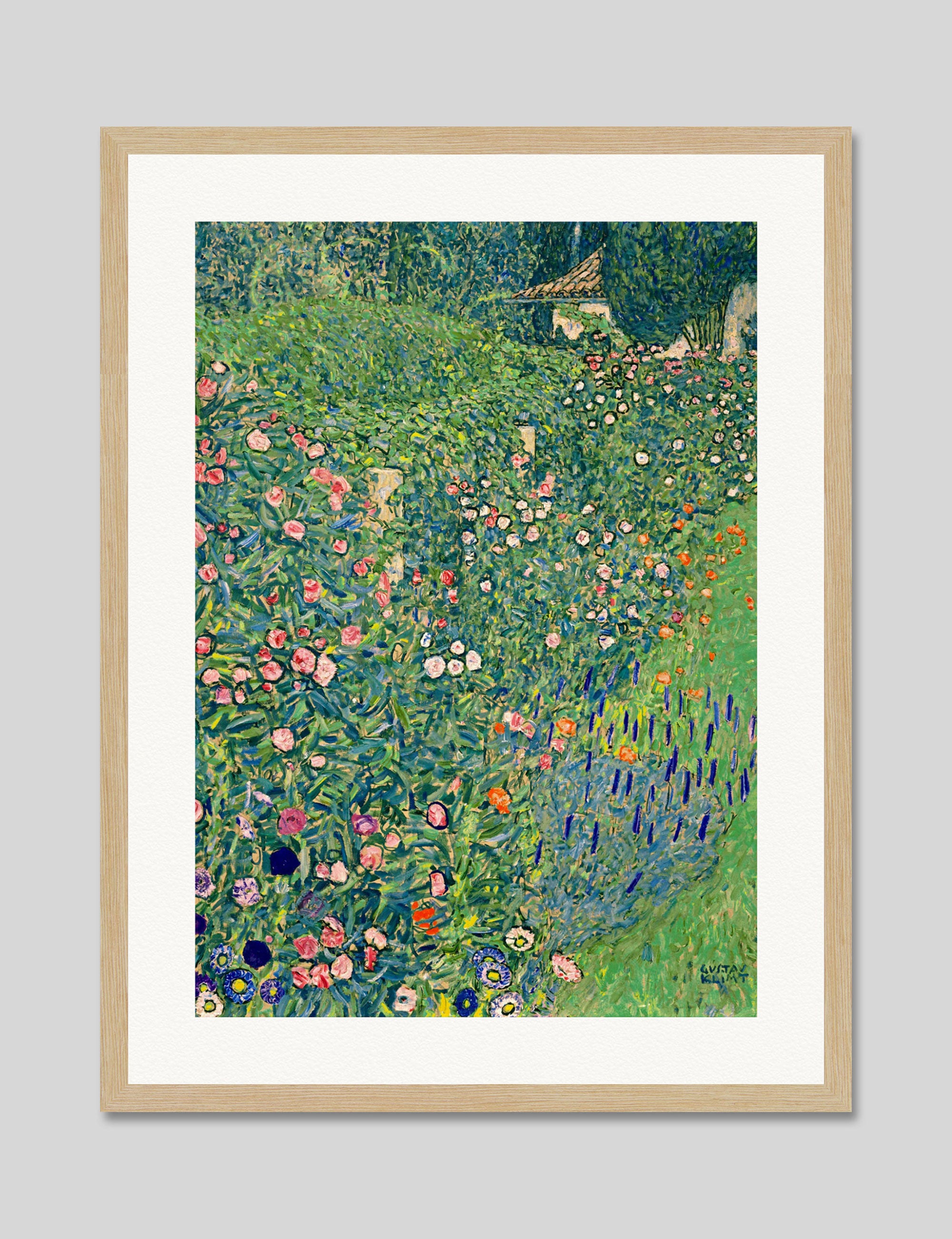 Italian Garden Landscape by Gustav Klimt Art Print in Natural Frame