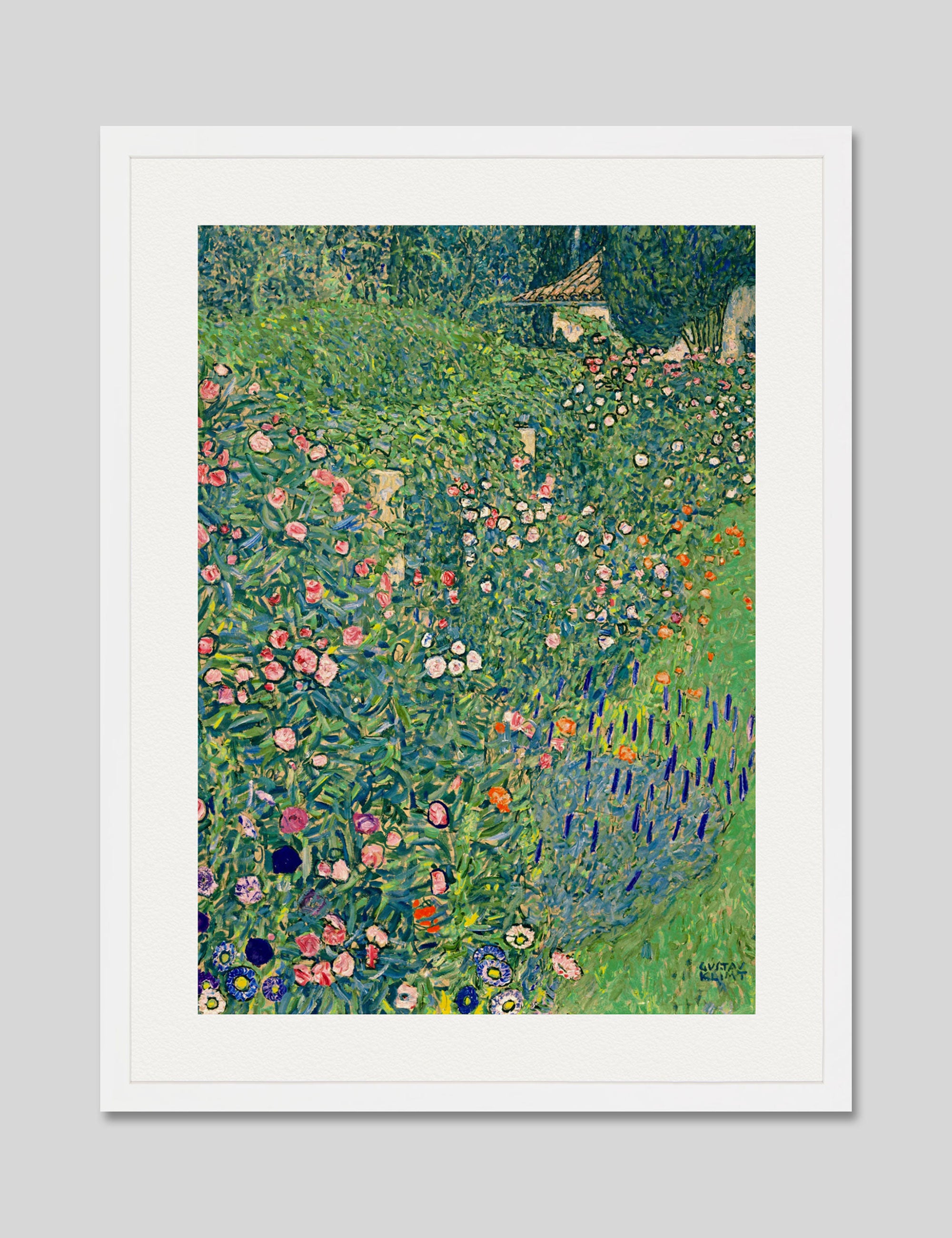 Italian Garden Landscape by Gustav Klimt Art Print in White Frame