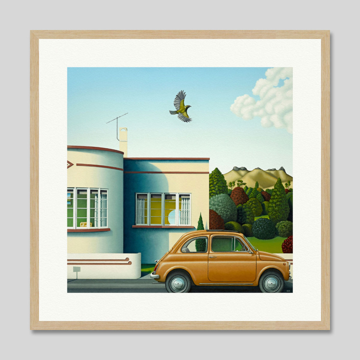 Korimako by Hamish Allan Art Print in Natural Frame