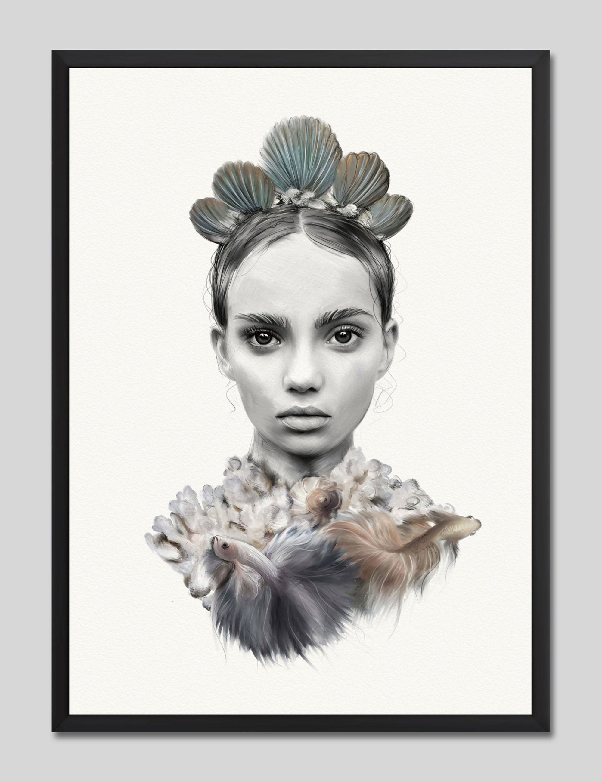 Marina by Linn Wold Art Print in Black Frame