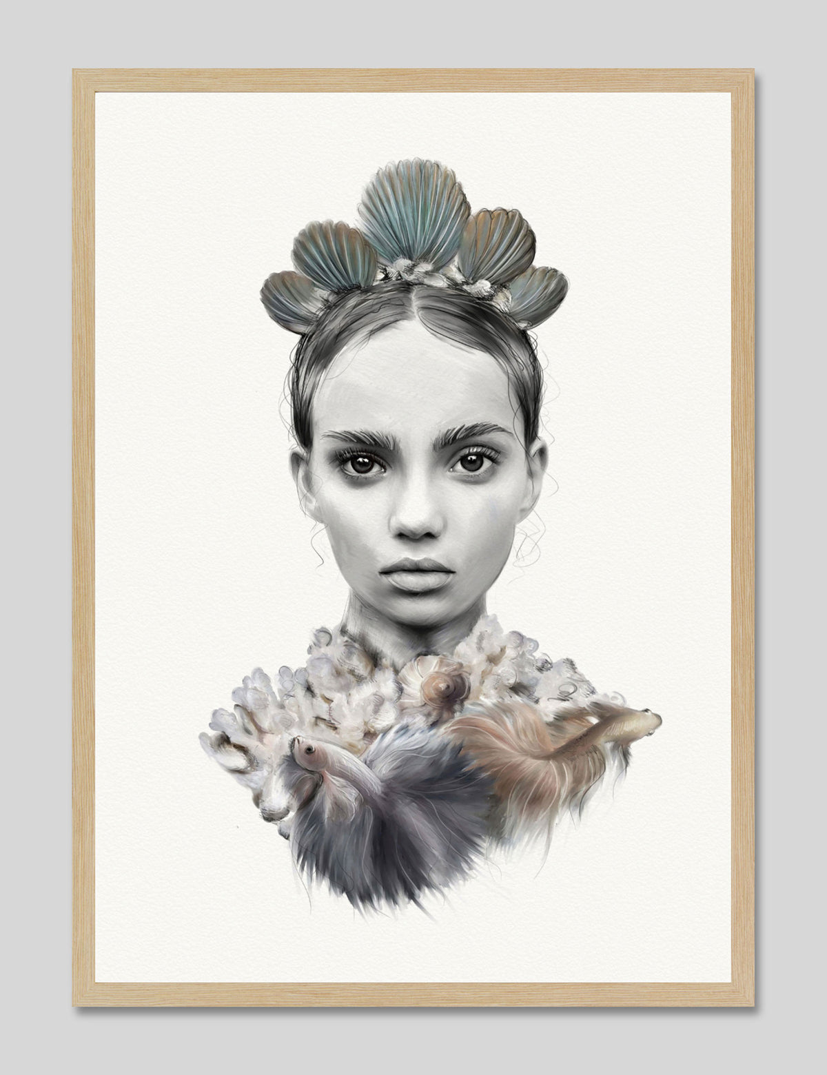 Marina by Linn Wold Art Print in Natural Frame
