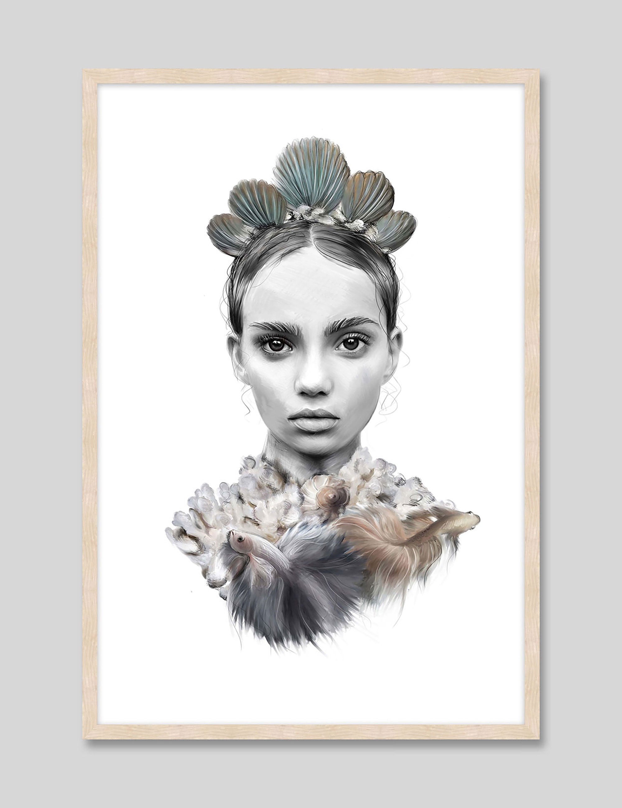 Marina by Linn Wold Art Print in Natural Frame