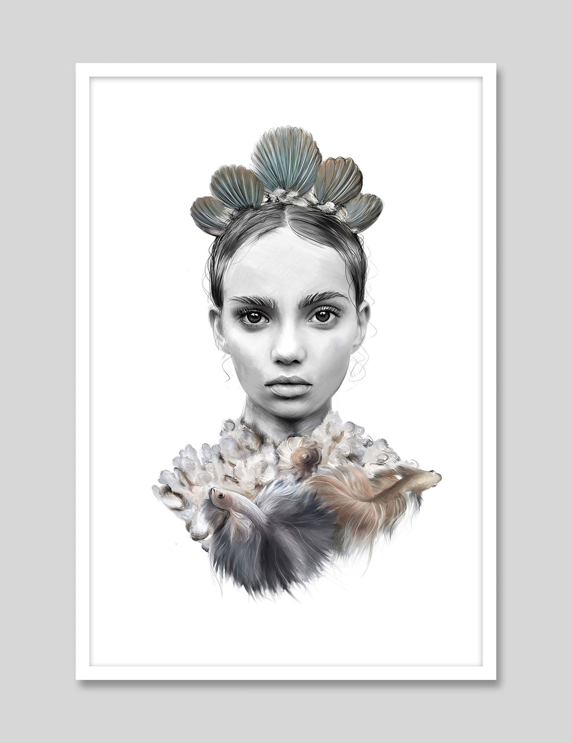 Marina by Linn Wold Art Print in White Frame