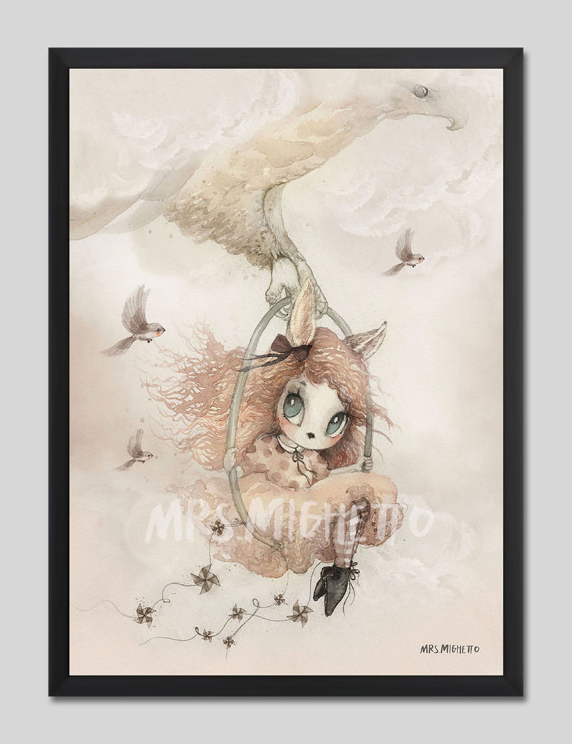 Miss Annie by Mrs Mighetto Art Printin Black Frame