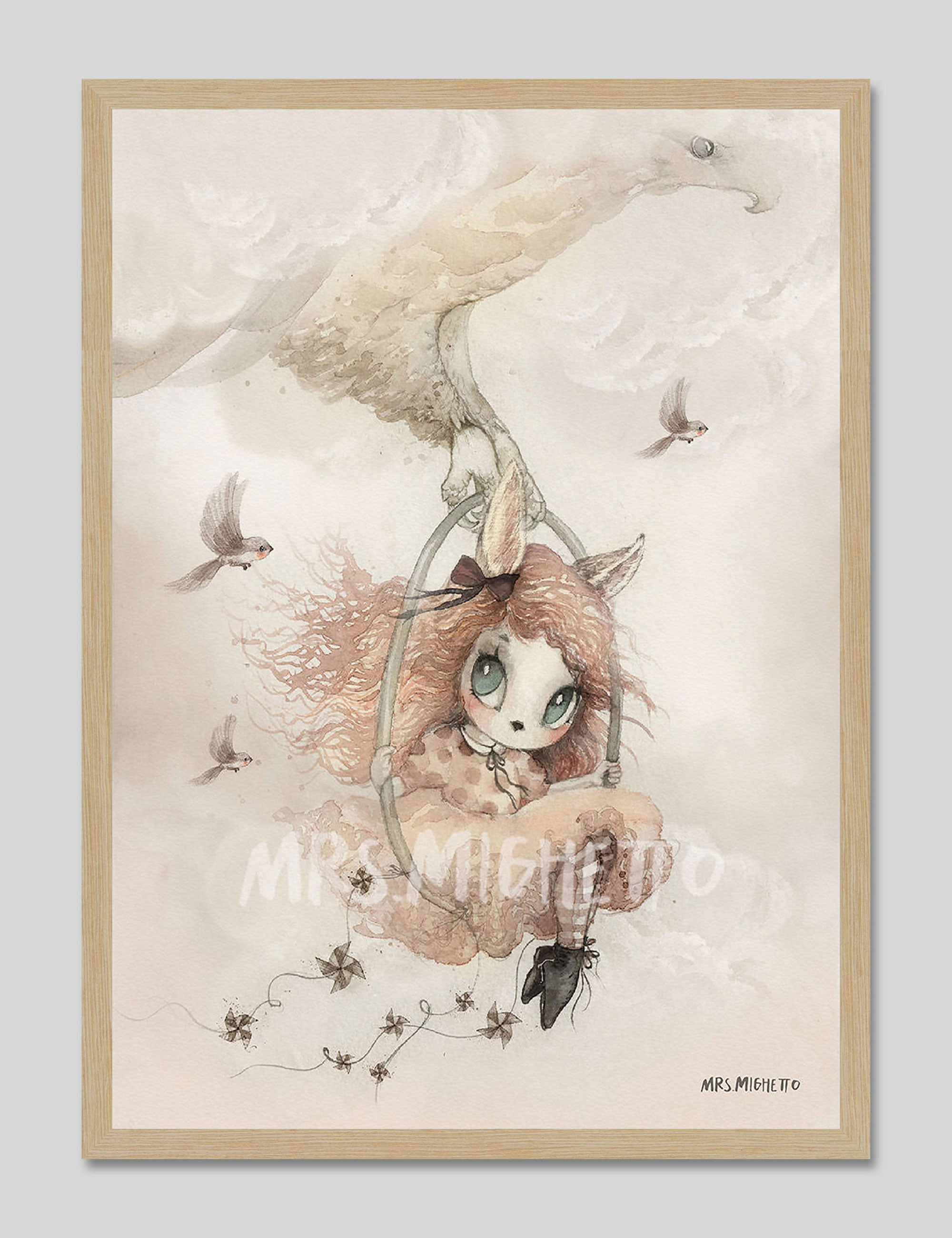 Miss Annie by Mrs Mighetto Art Printin Natural Frame