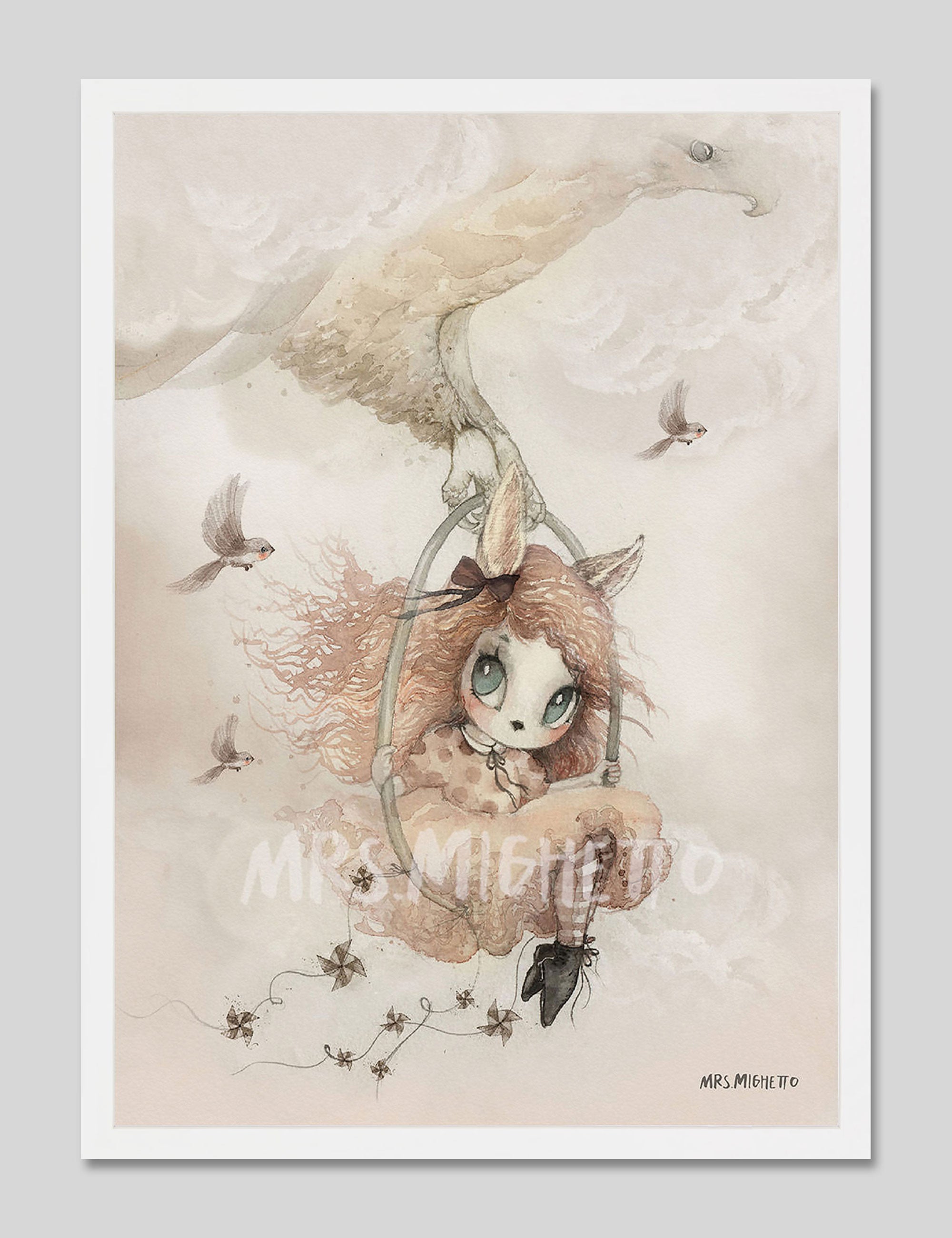 Miss Annie by Mrs Mighetto Art Printin White Frame