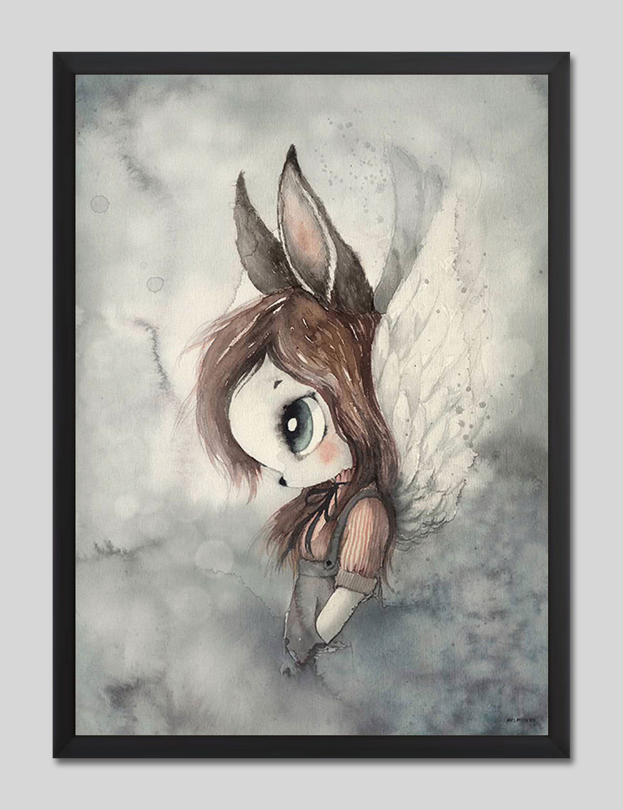 Miss Bella by Mrs Mighetto Art Print in Black Frame
