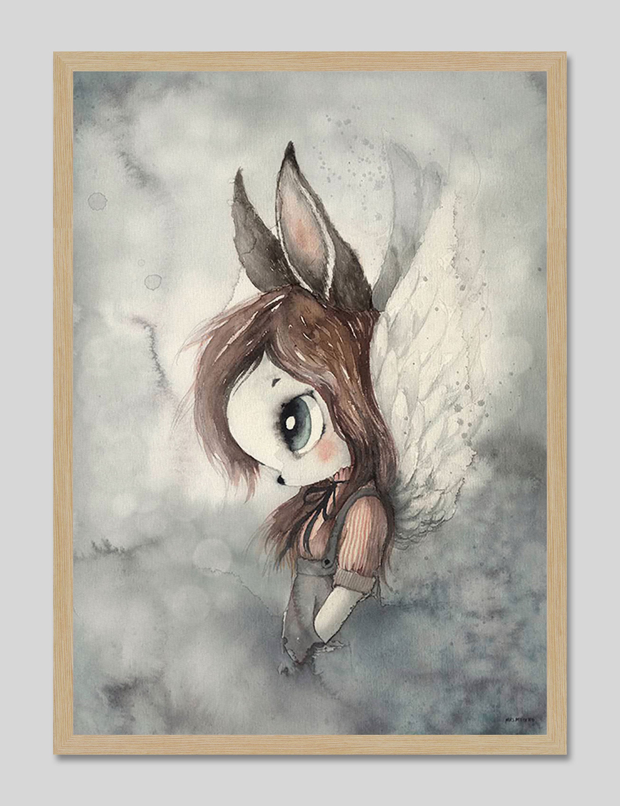 Miss Bella by Mrs Mighetto Art Print in Natural Frame