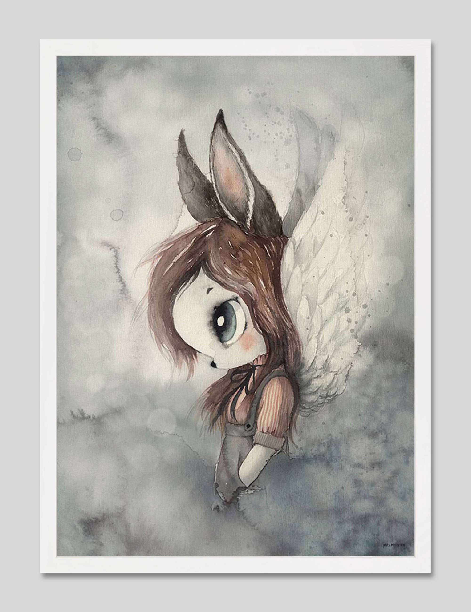 Miss Bella by Mrs Mighetto Art Print in White Frame