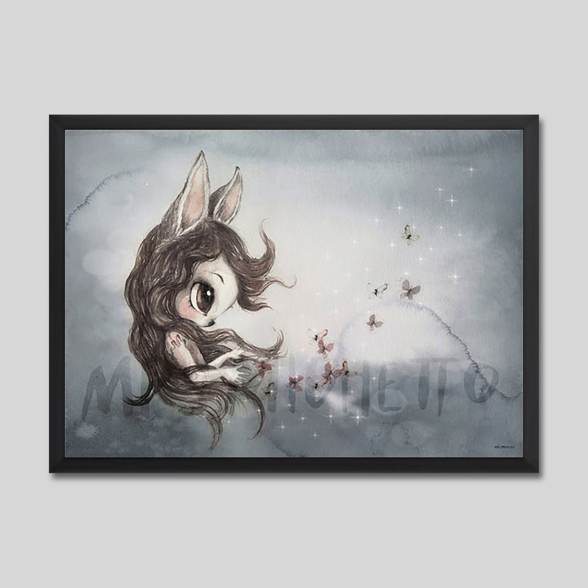 Miss Della by Mrs Mighetto Art Print in Black Frame