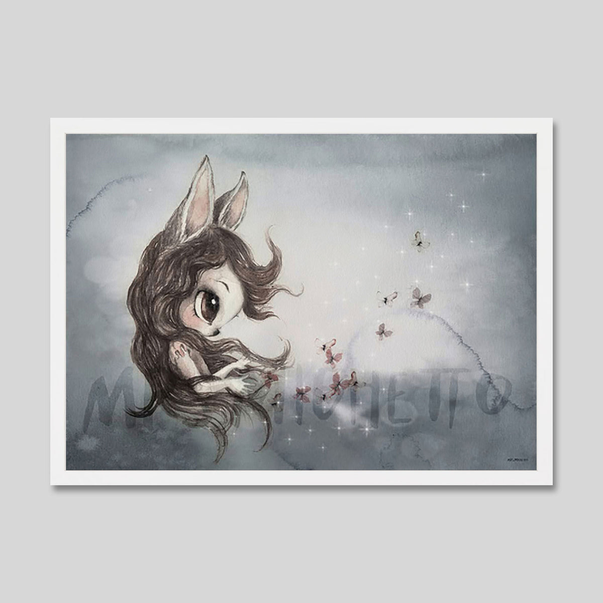 Miss Della by Mrs Mighetto Art Print in White Frame