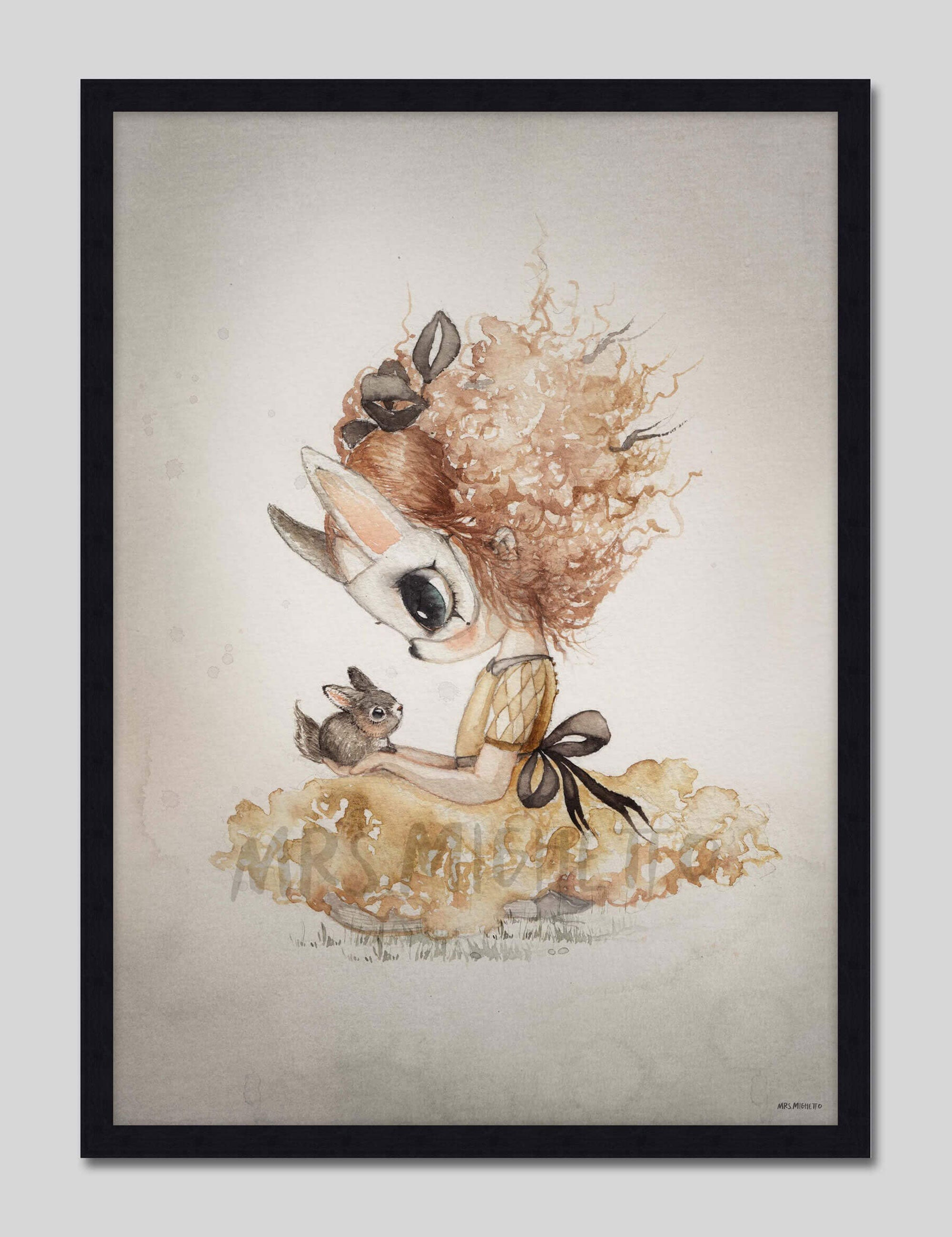 Miss Elba by Mrs Mighetto Art Print in Black Frame