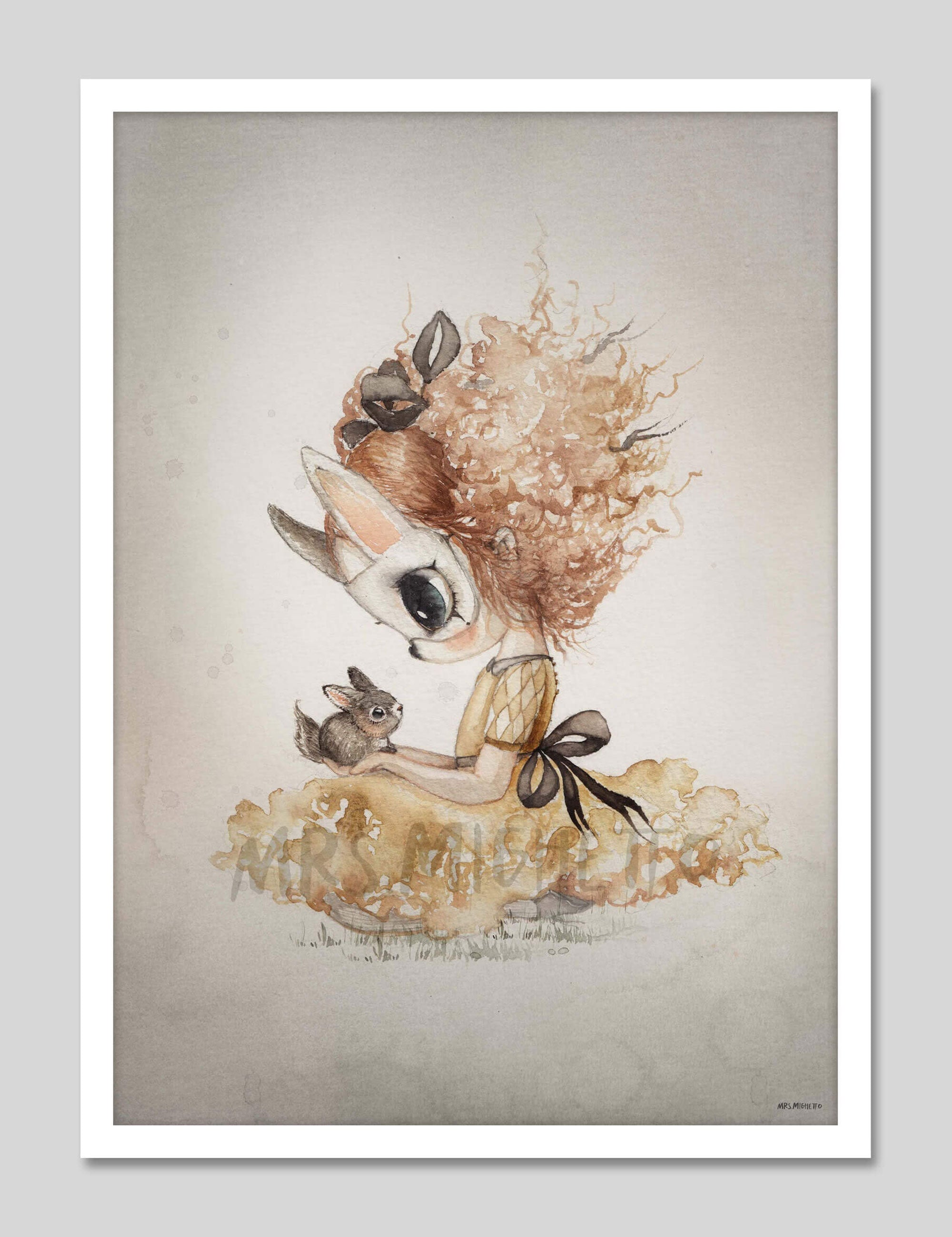 Miss Elba by Mrs Mighetto Art Print in White Frame