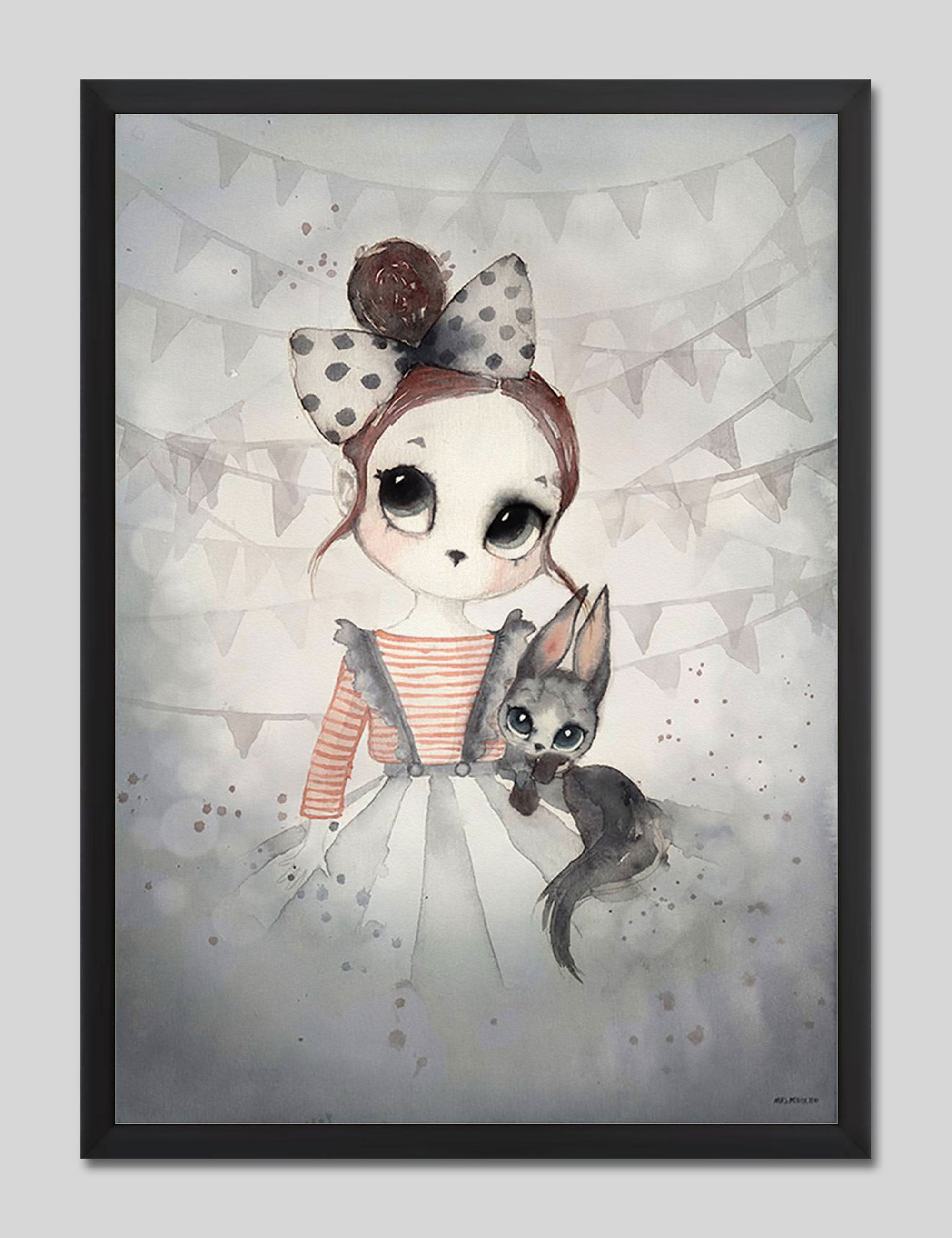 Miss Emma by Mrs Mighetto Art Print in Black Frame