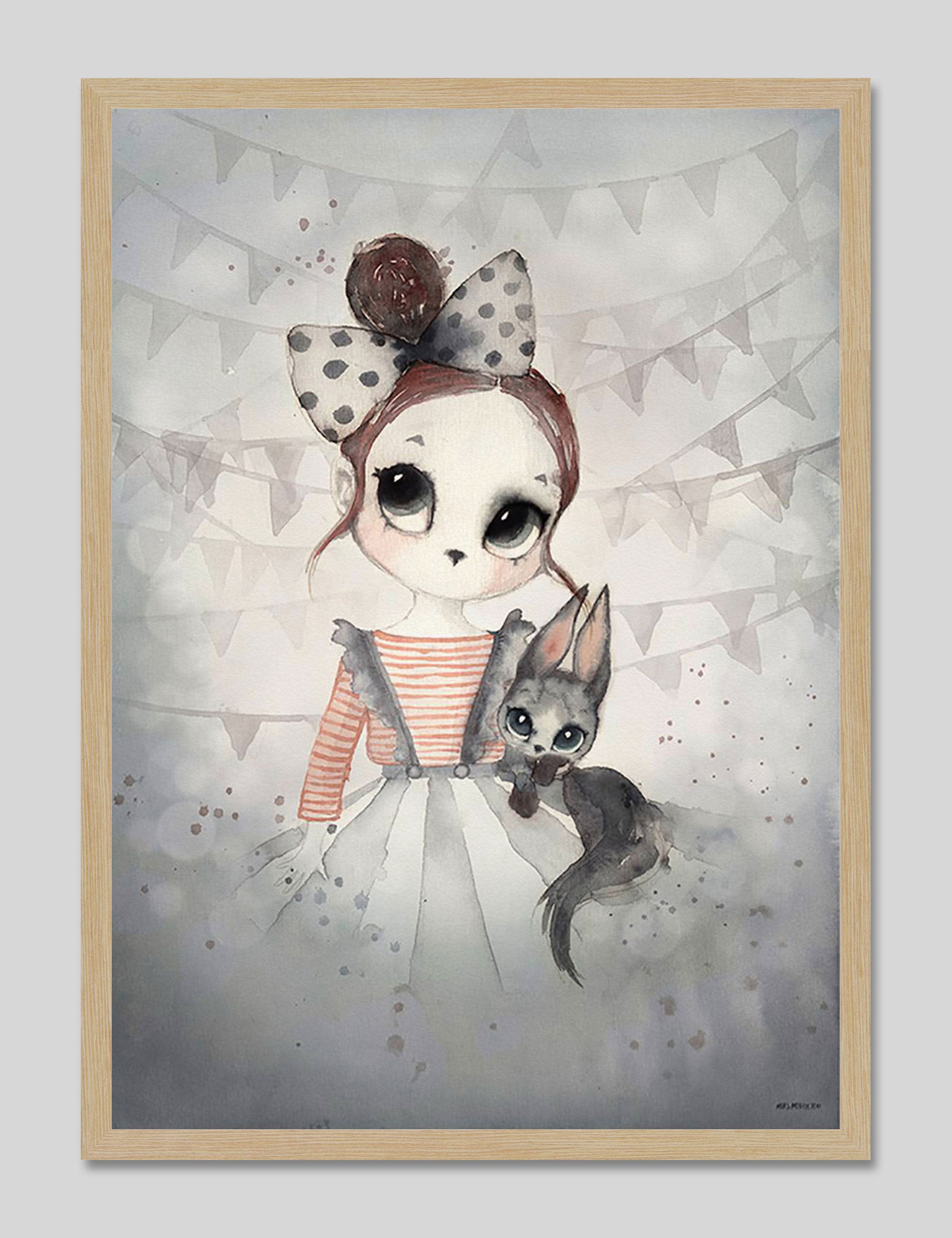 Miss Emma by Mrs Mighetto Art Print in Natural Frame
