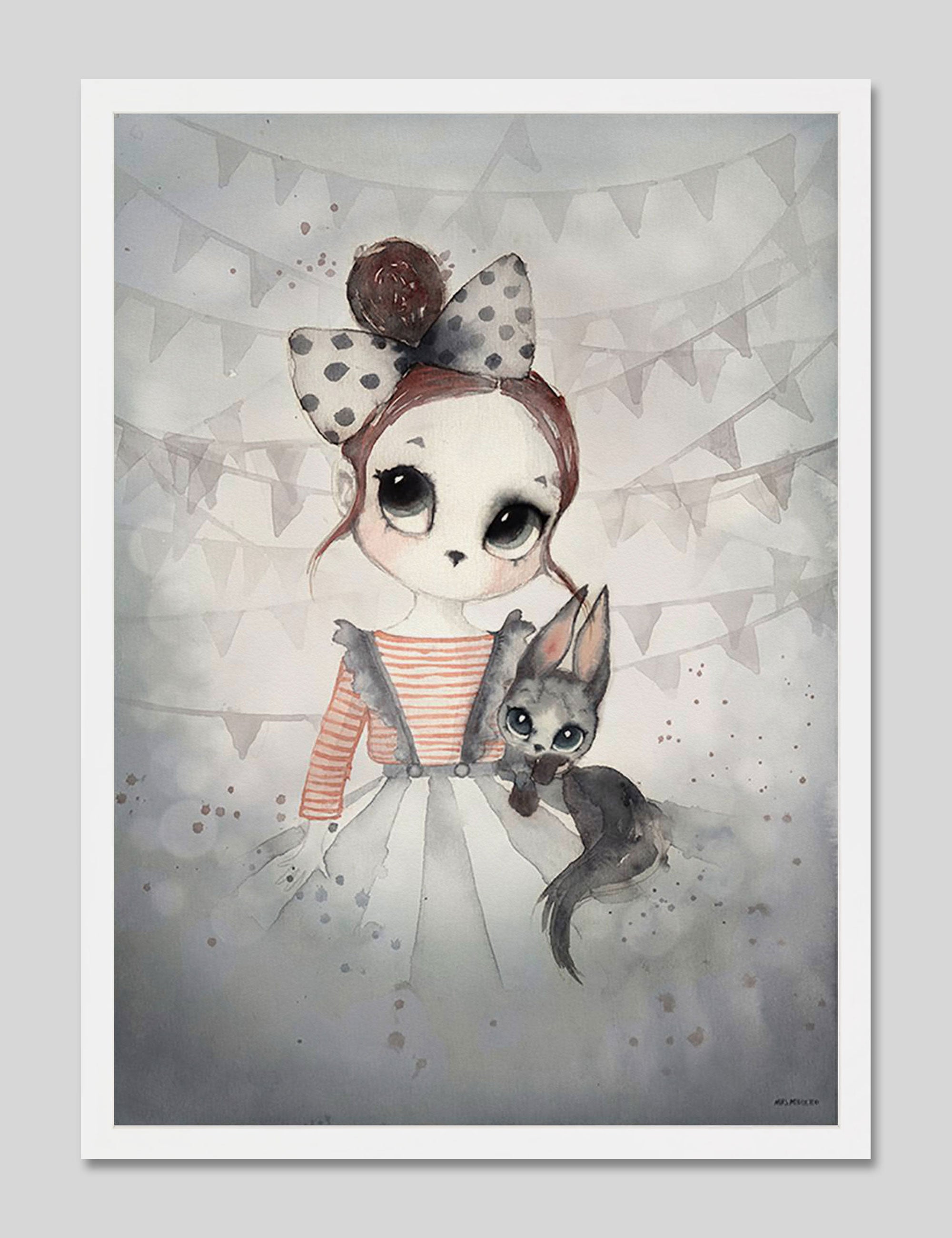 Miss Emma by Mrs Mighetto Art Print in White Frame