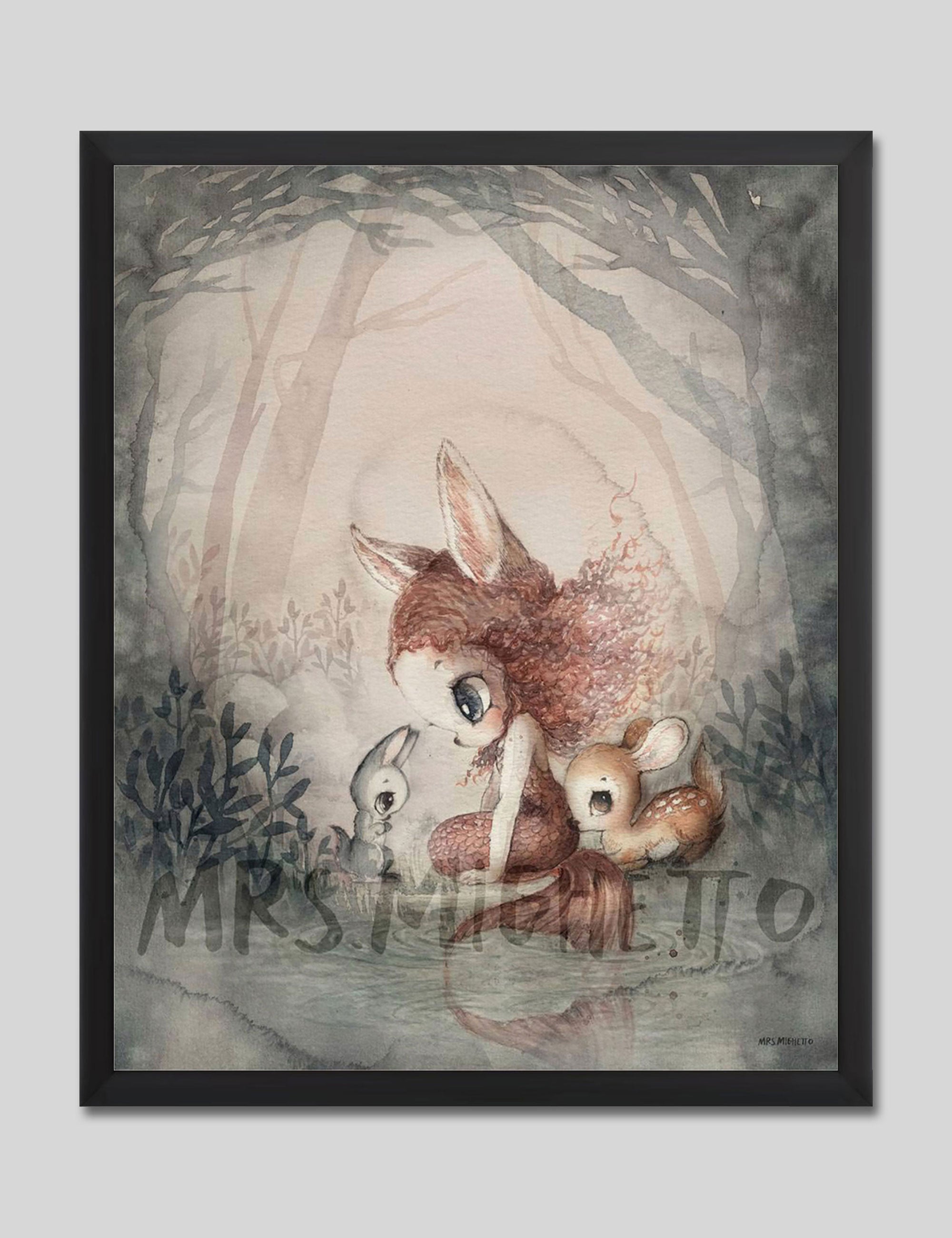 Miss Laura by Mrs Mighetto Art Print in Black Frame