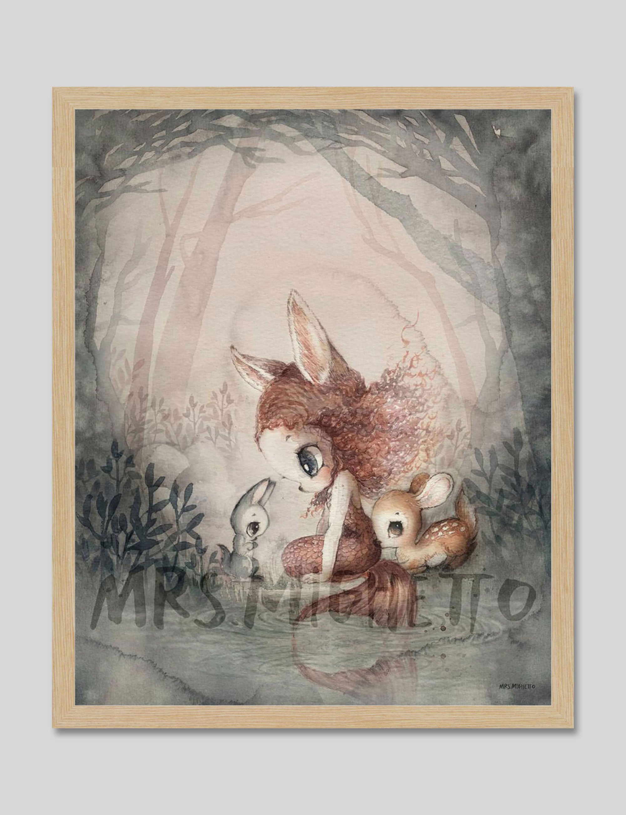 Miss Laura by Mrs Mighetto Art Print in Natural Frame