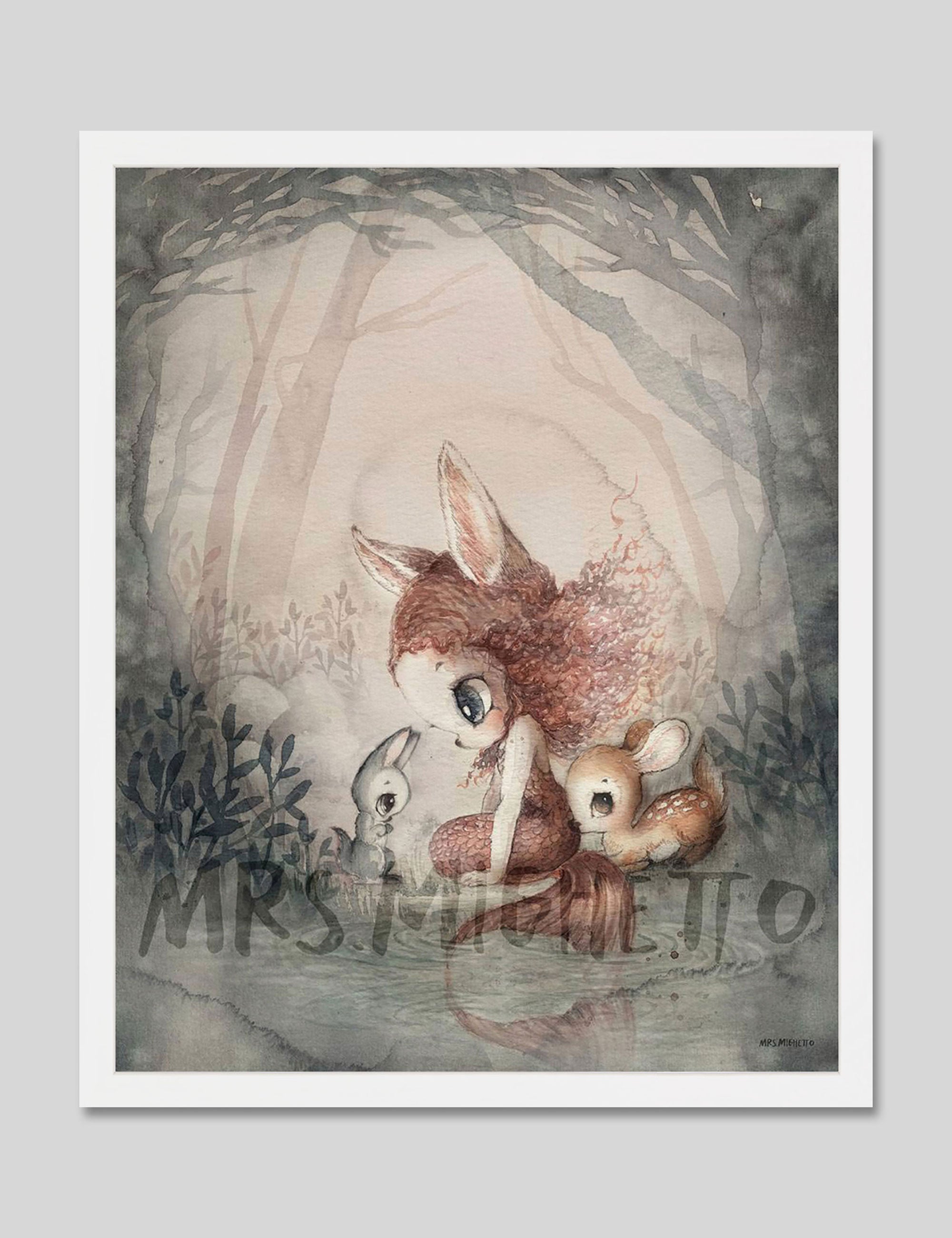 Miss Laura by Mrs Mighetto Art Print in White Frame
