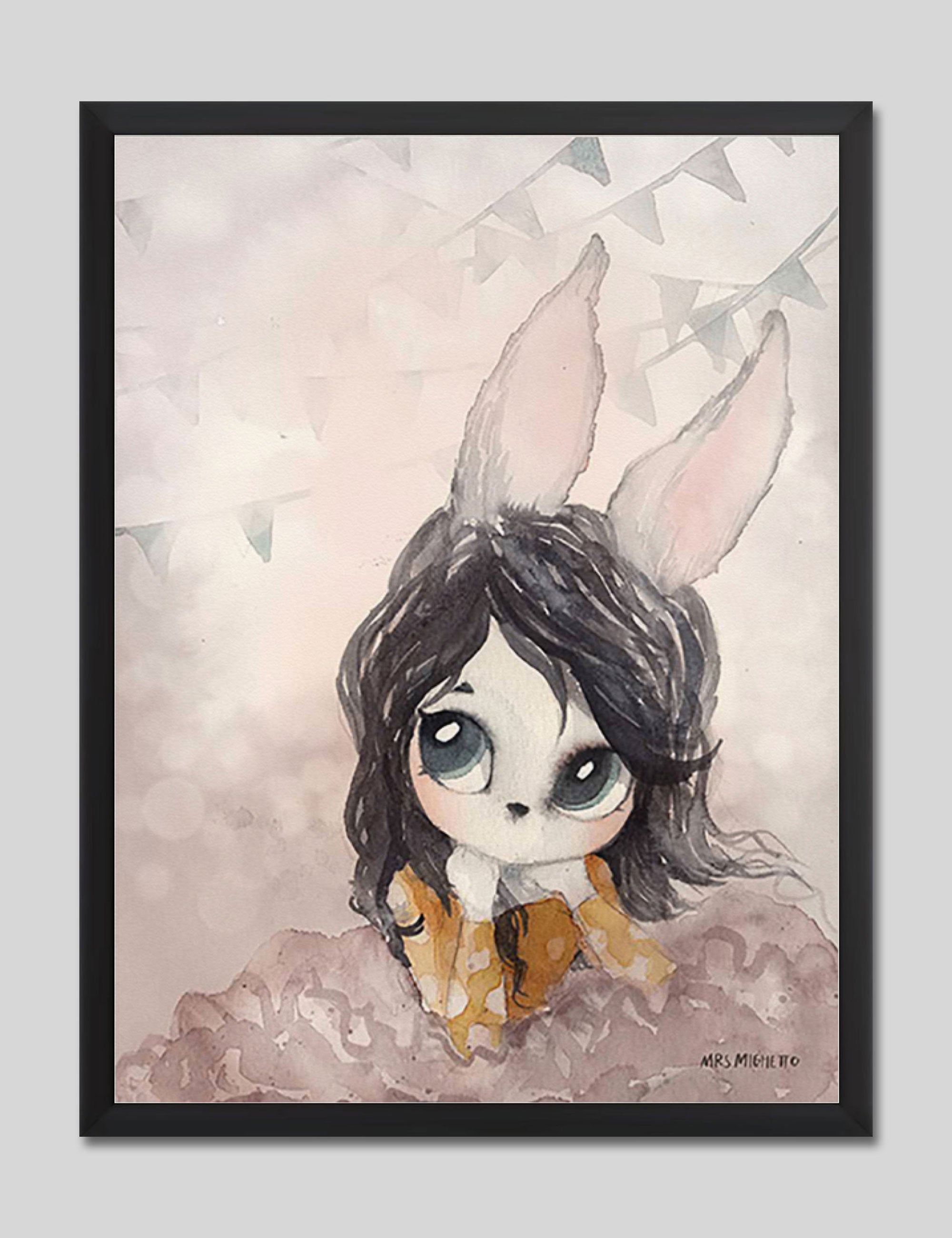Miss Lola by Mrs Mighetto Art Print in Black Frame