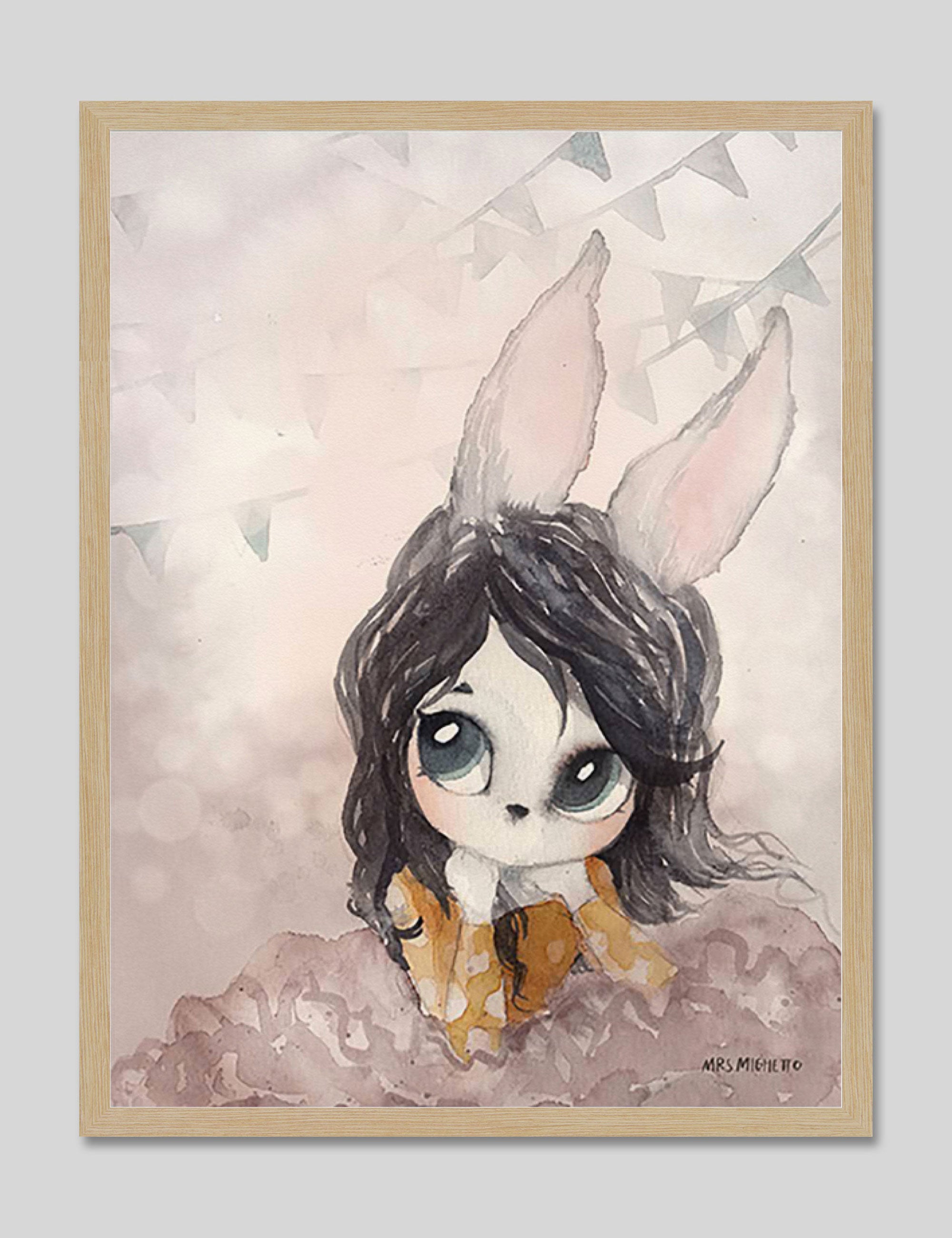 Miss Lola by Mrs Mighetto Art Print in Natural Frame