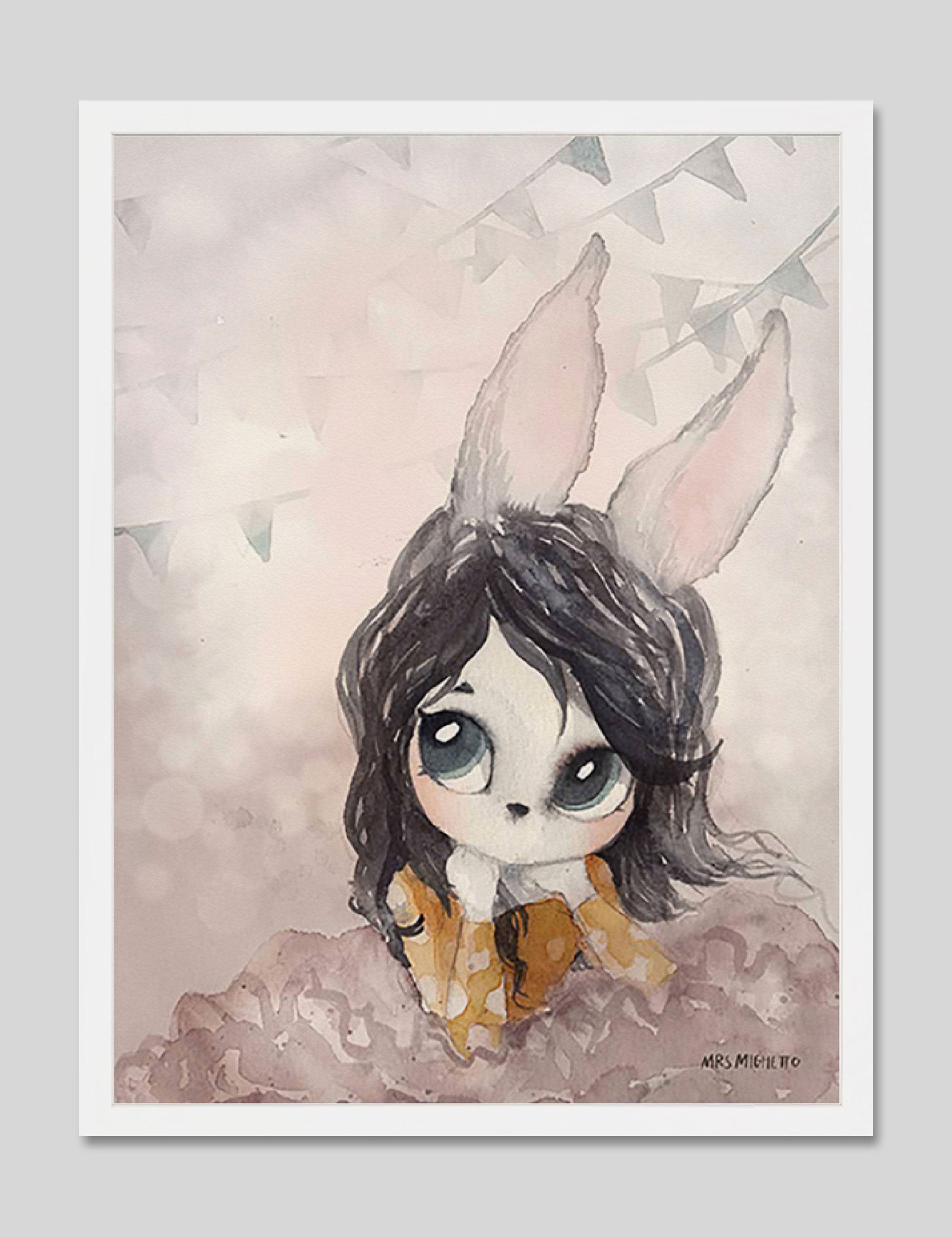 Miss Lola by Mrs Mighetto Art Print in White Frame