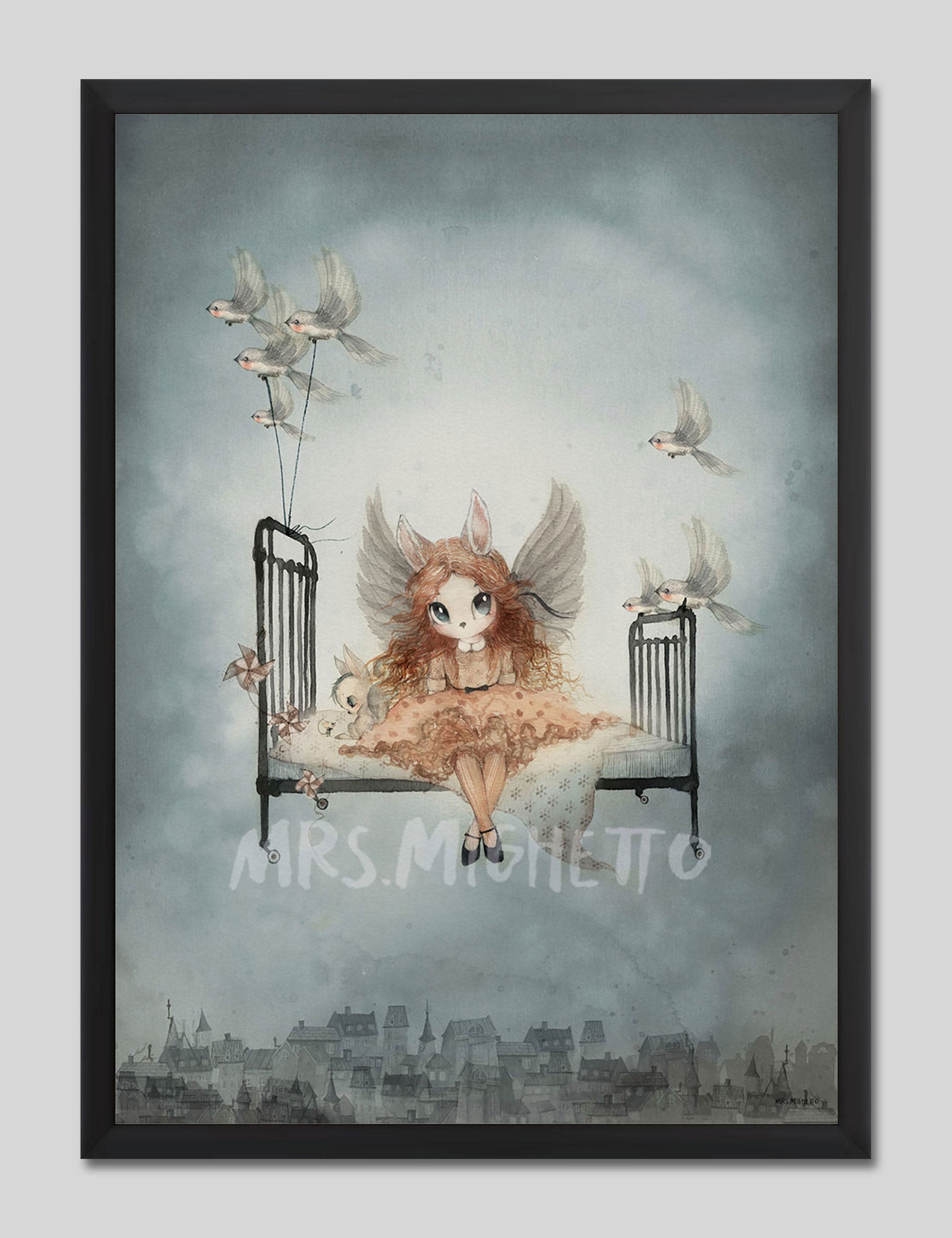 Miss Olivia by Mrs Mighetto Art Print in Black Frame