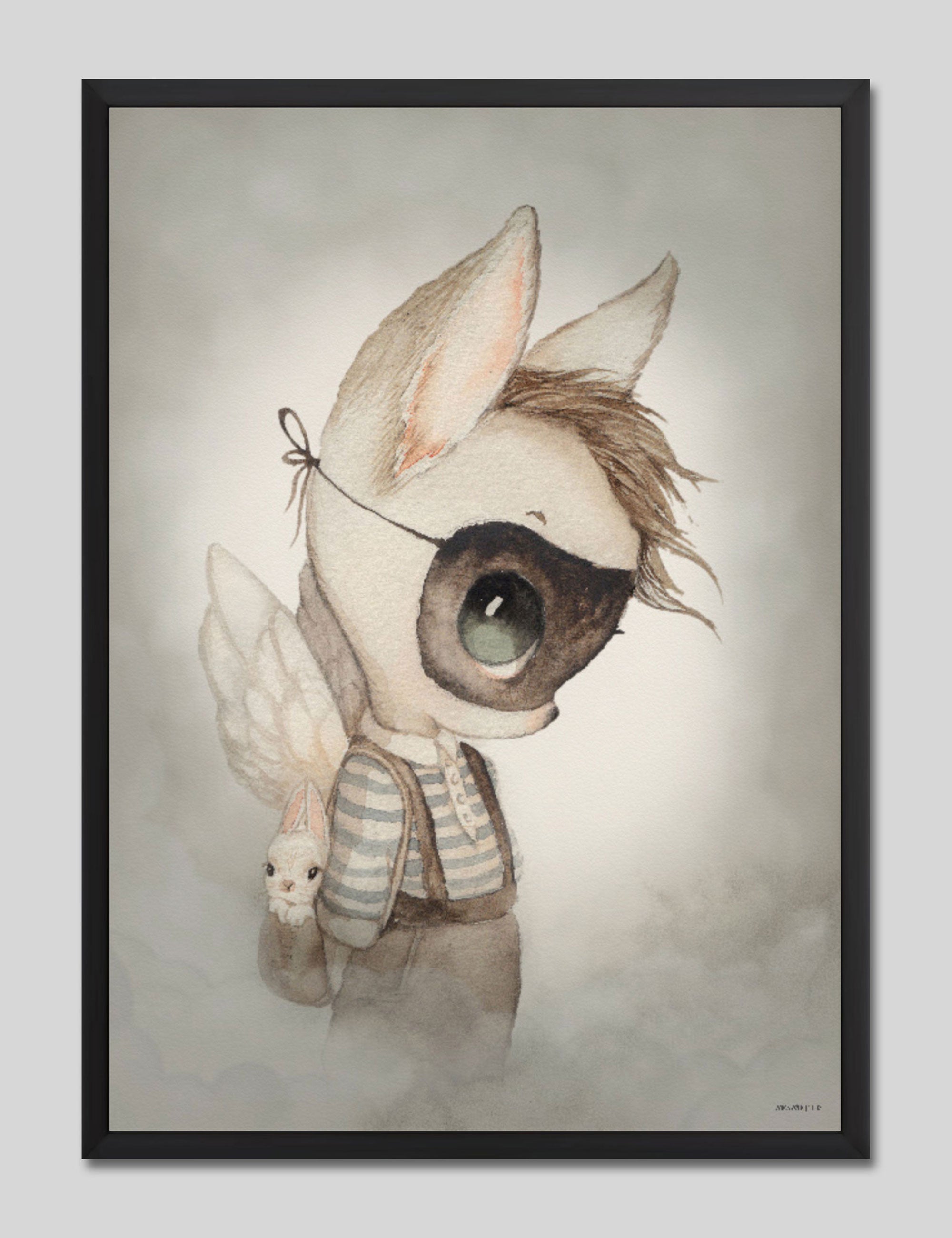 Mr Fred by Mrs Mighetto Art Print in Black Frame