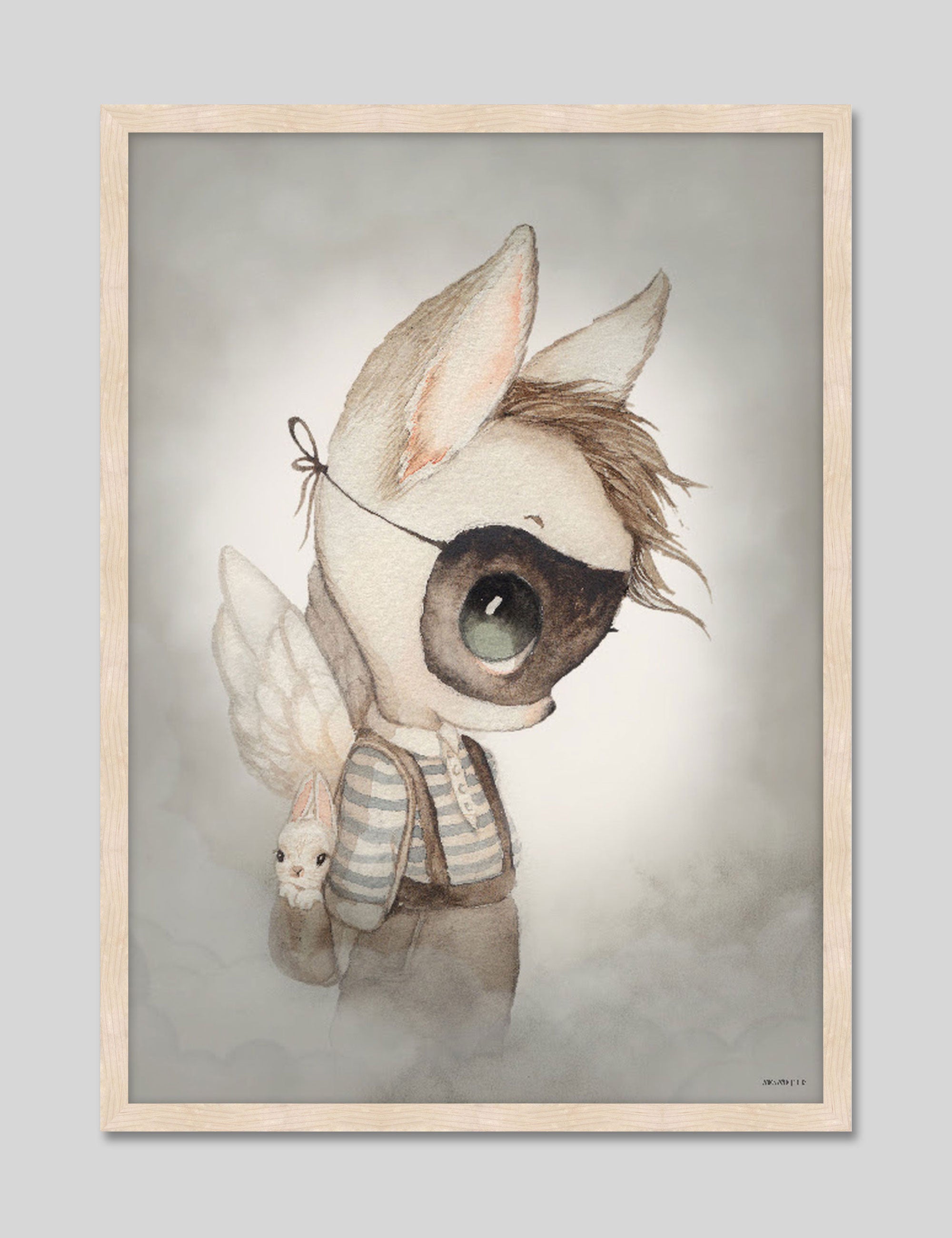 Mr Fred by Mrs Mighetto Art Print in Natural Frame