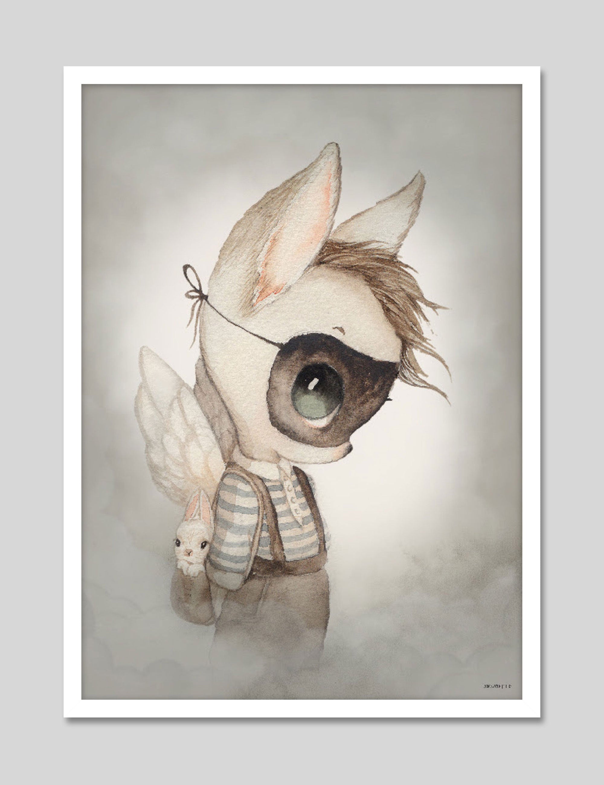 Mr Fred by Mrs Mighetto Art Print in White Frame