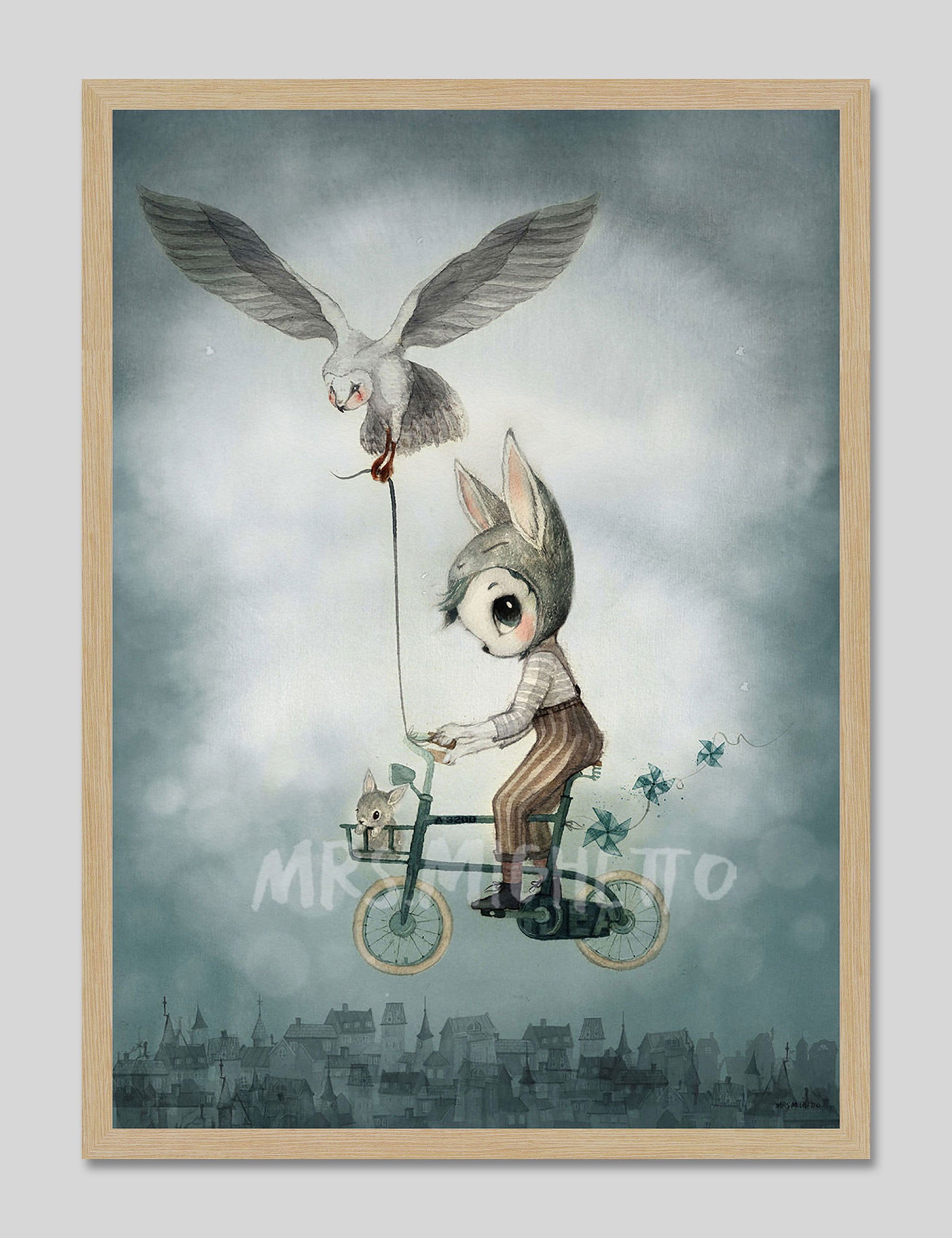 Mr Simon by Mrs Mighetto Art Print in Natural Frame